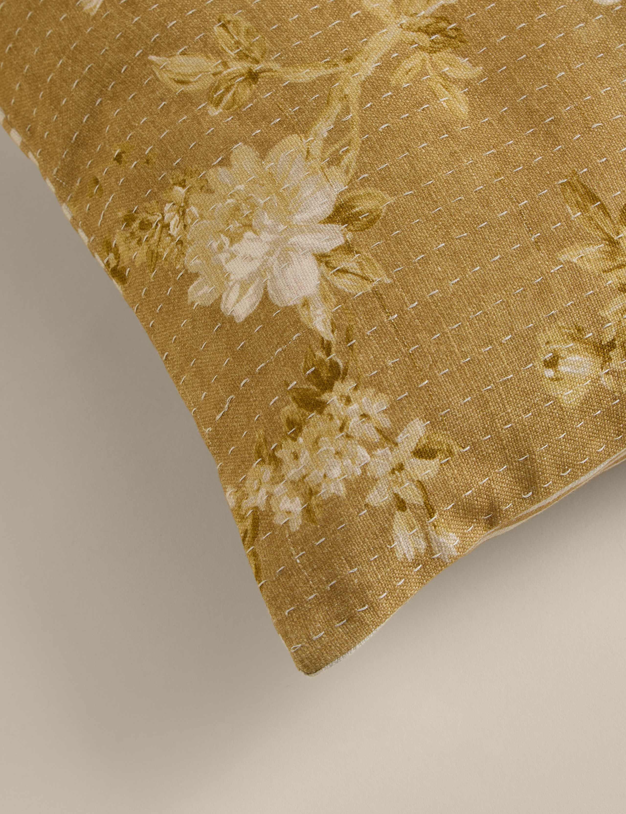 Pure Cotton Floral Kantha Stitch Cushion 4 of 4