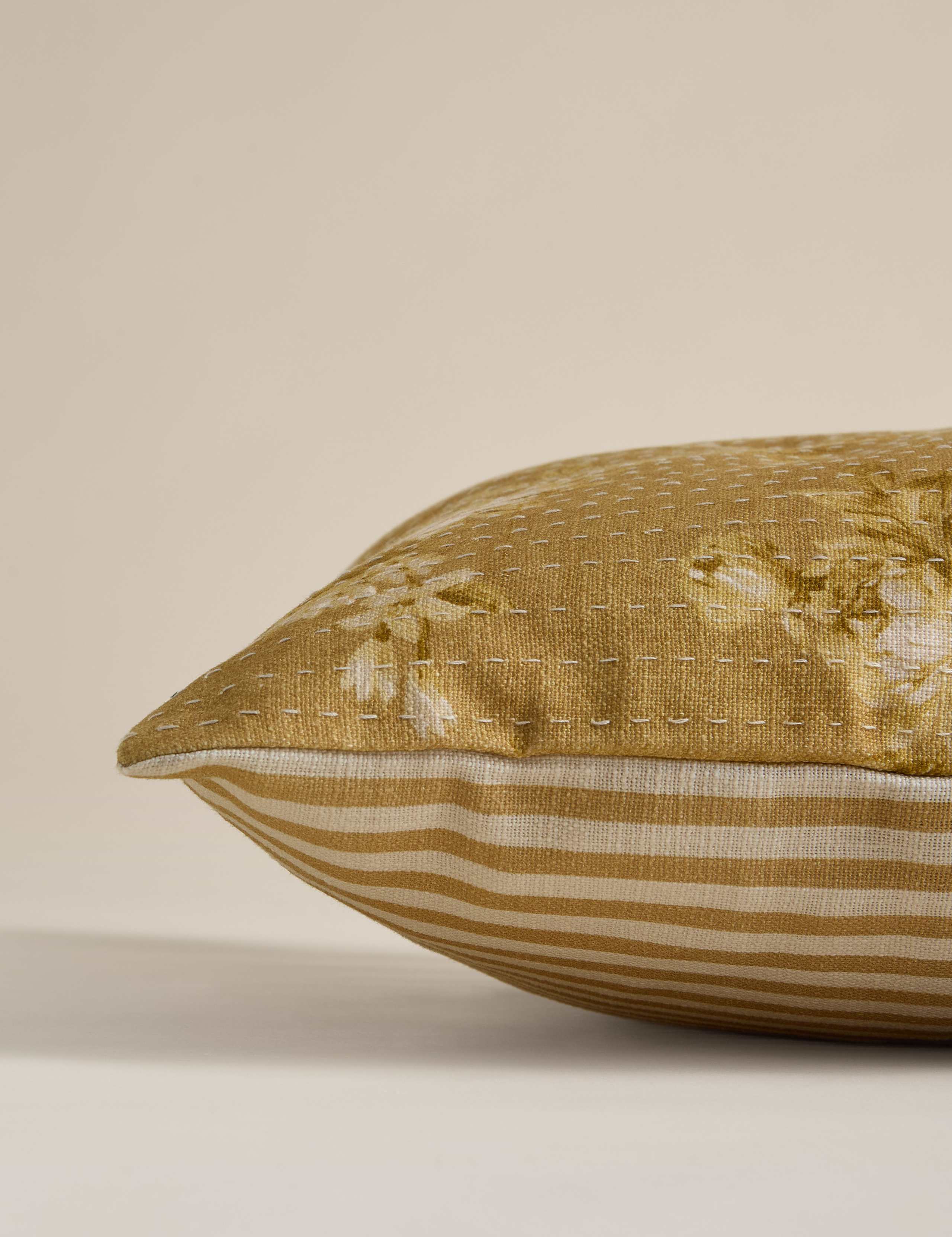 Pure Cotton Floral Kantha Stitch Cushion 2 of 4