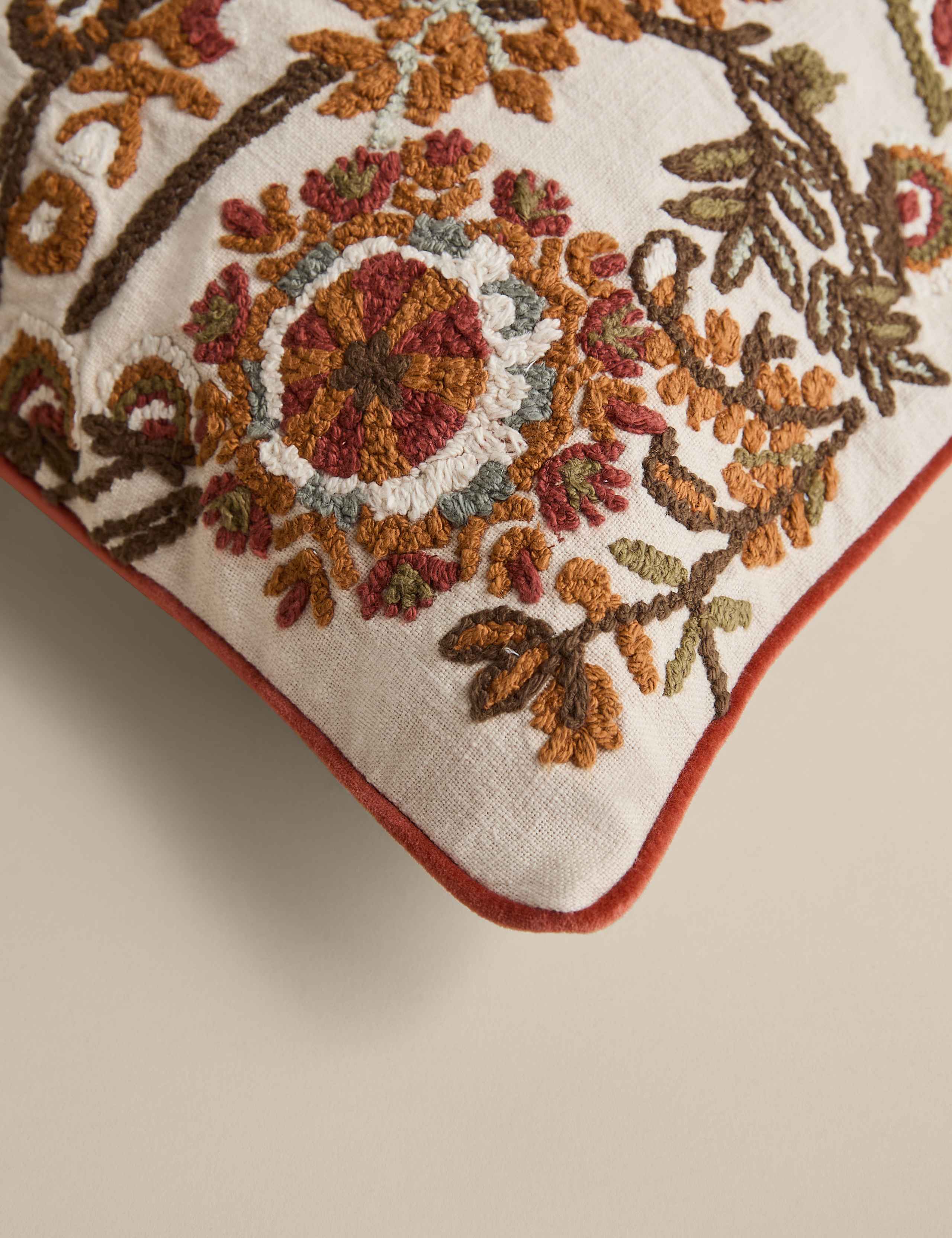 Pure Cotton Floral Embroidered Cushion 4 of 6