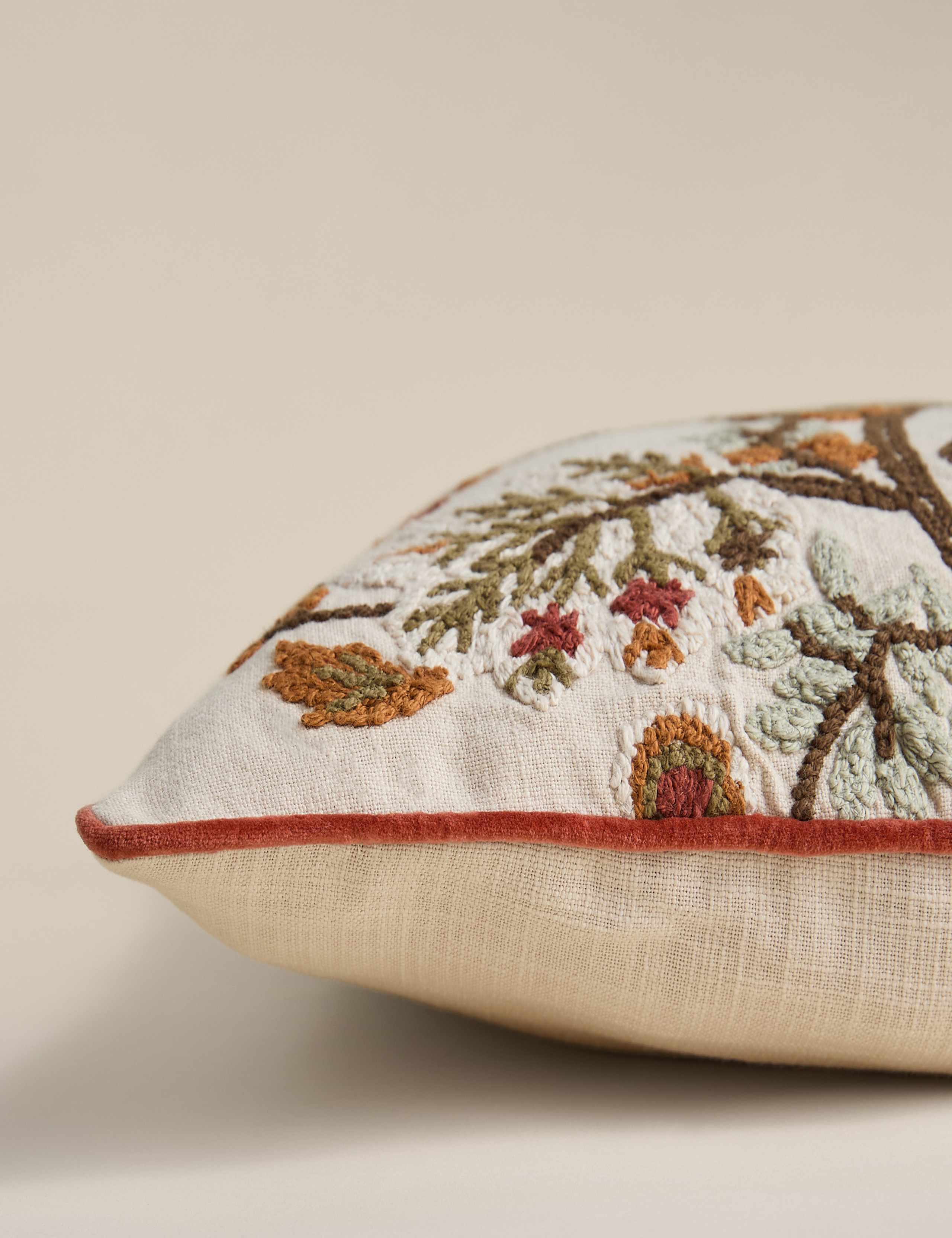 Pure Cotton Floral Embroidered Cushion 2 of 6