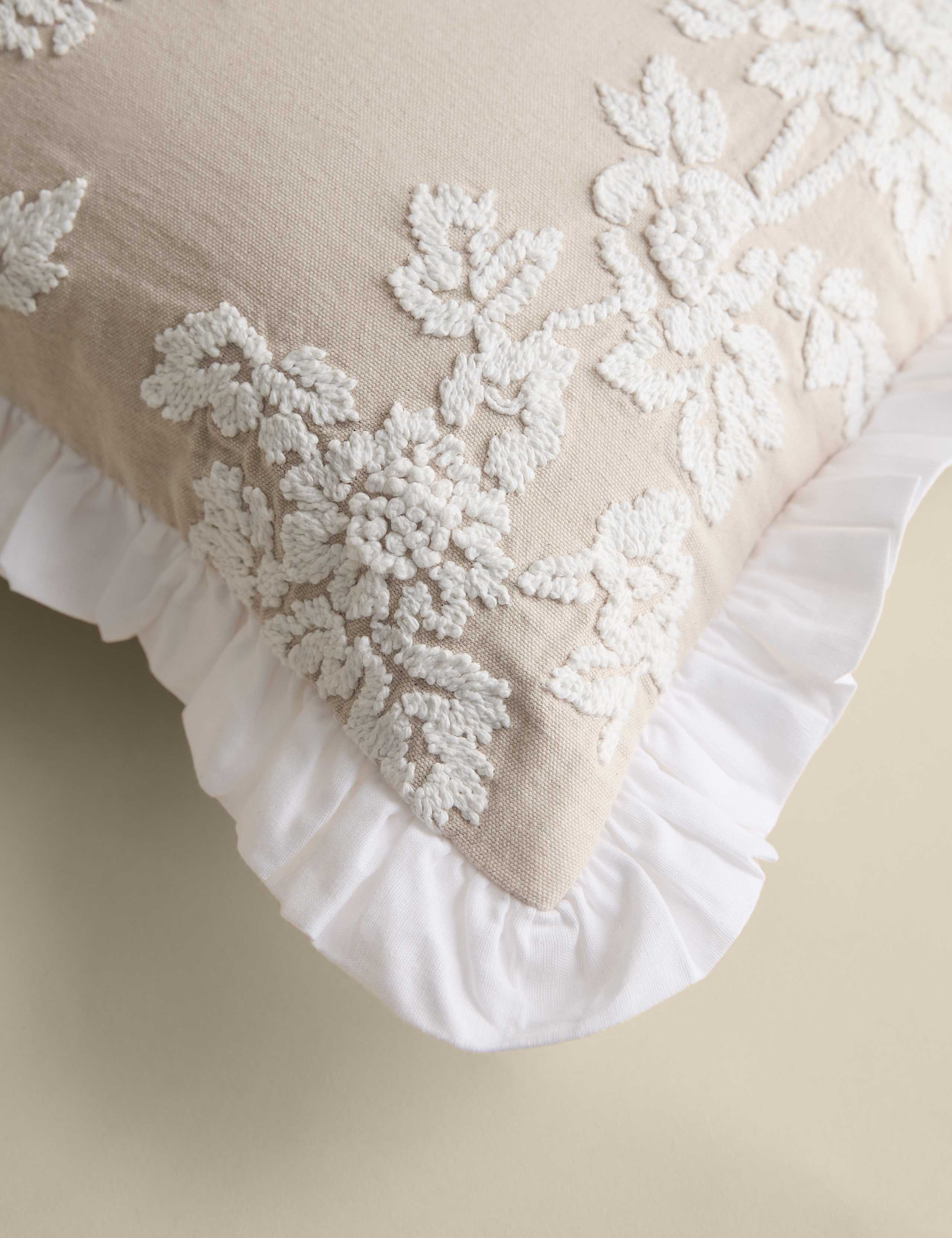 Pure Cotton Floral Embroidered Bolster Cushion 4 of 4