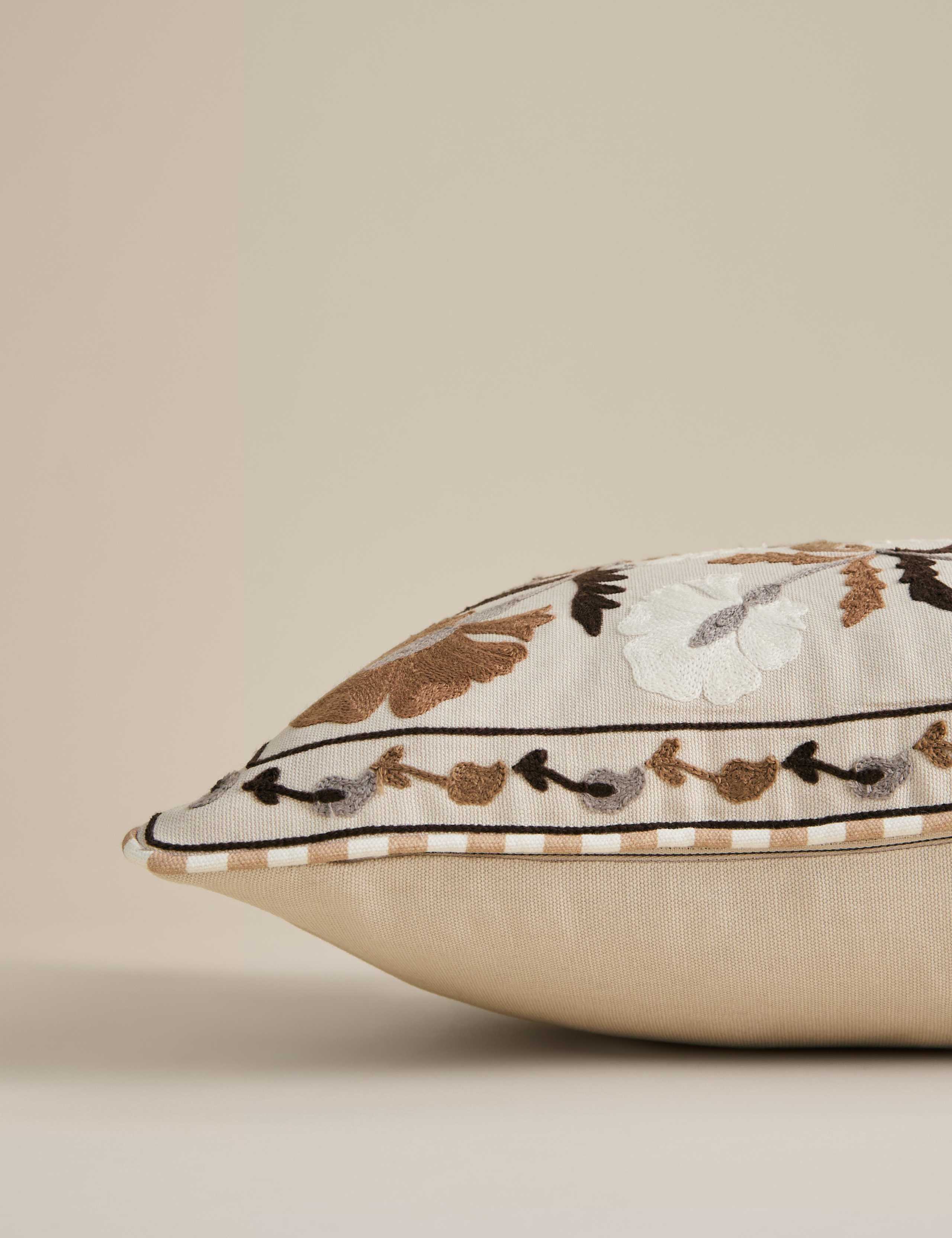 Pure Cotton Embroidered Floral Cushion 2 of 4