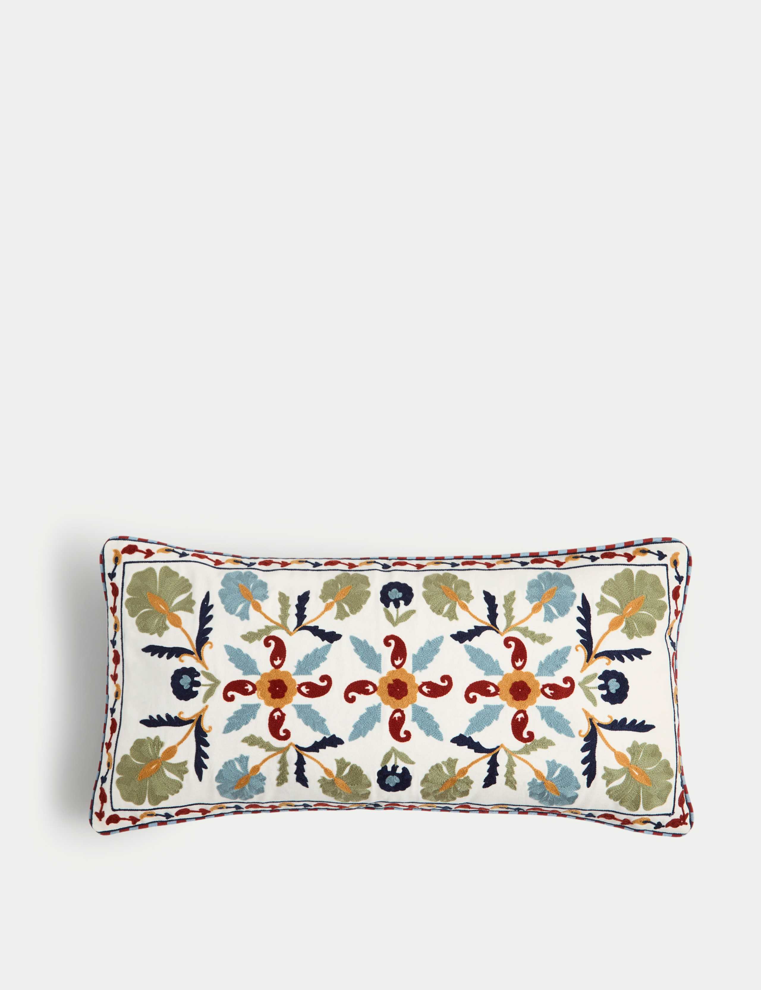 Pure Cotton Embroidered Floral Cushion 1 of 4