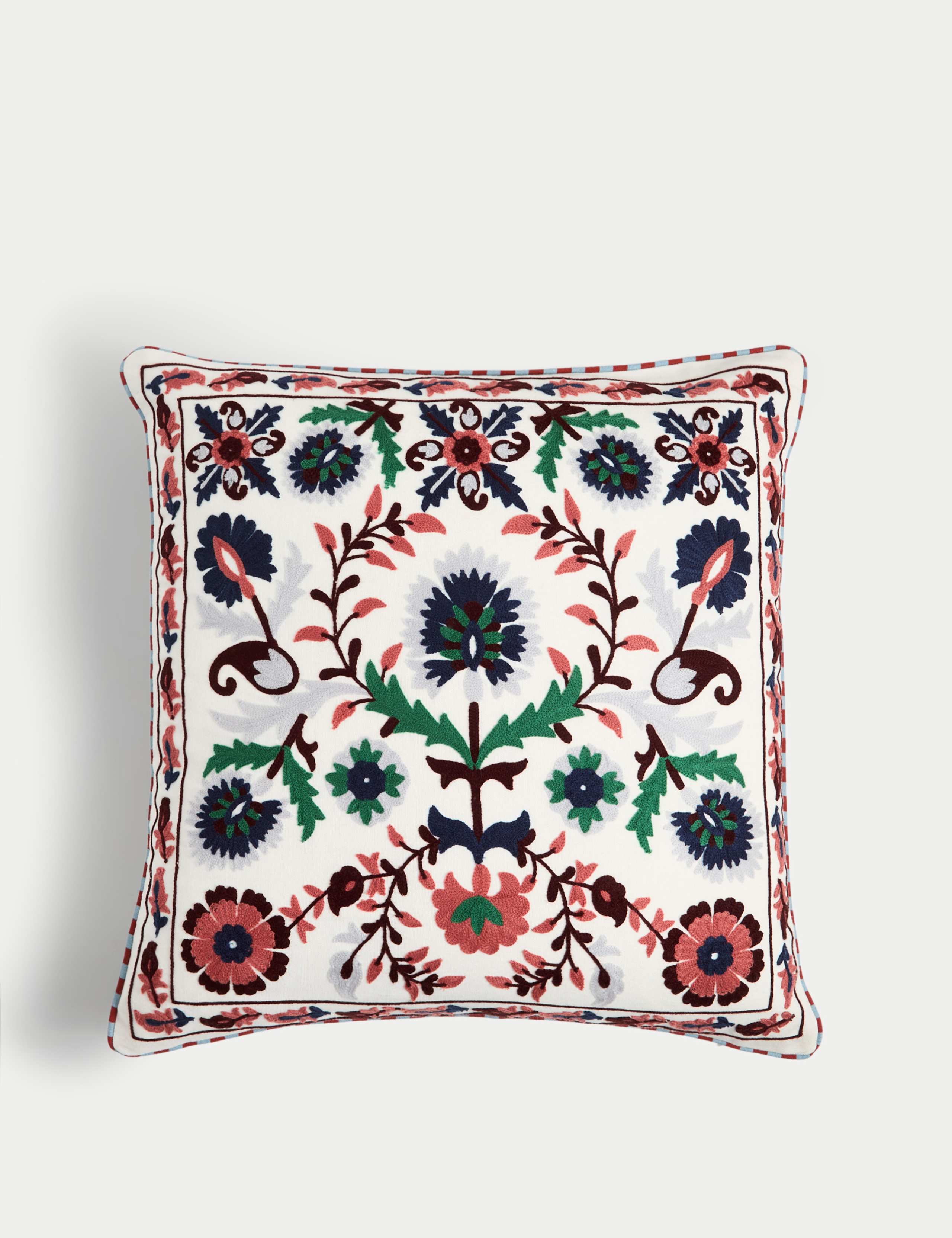 Pure Cotton Embroidered Floral Cushion 1 of 4