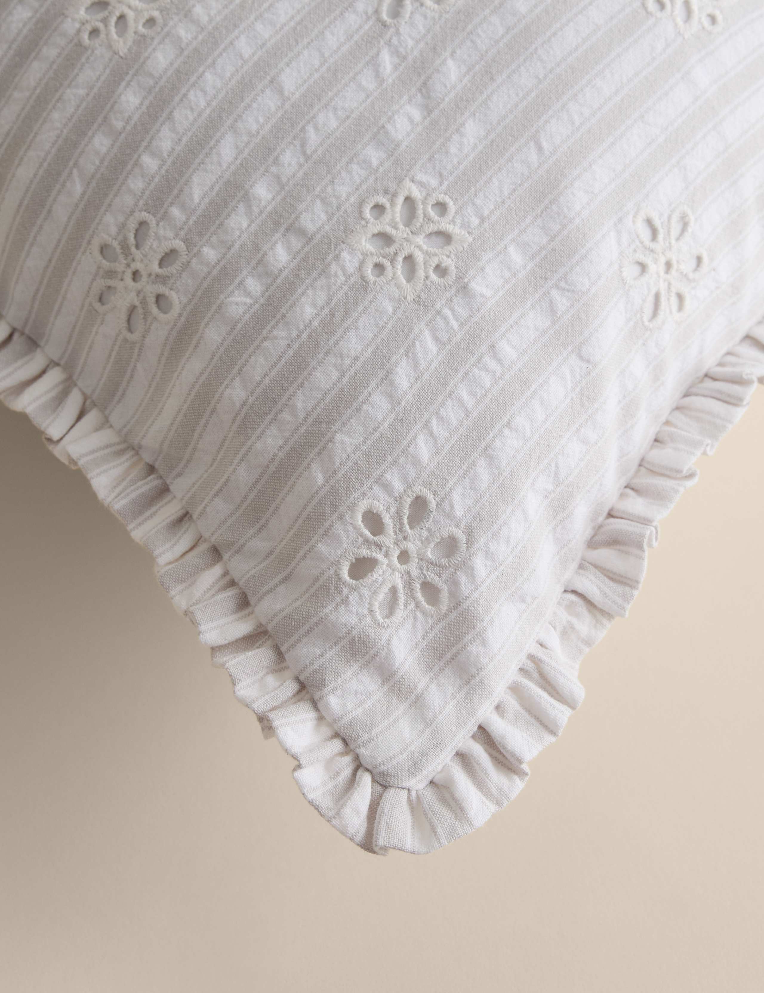 Pure Cotton Broderie Frill Cushion 4 of 4