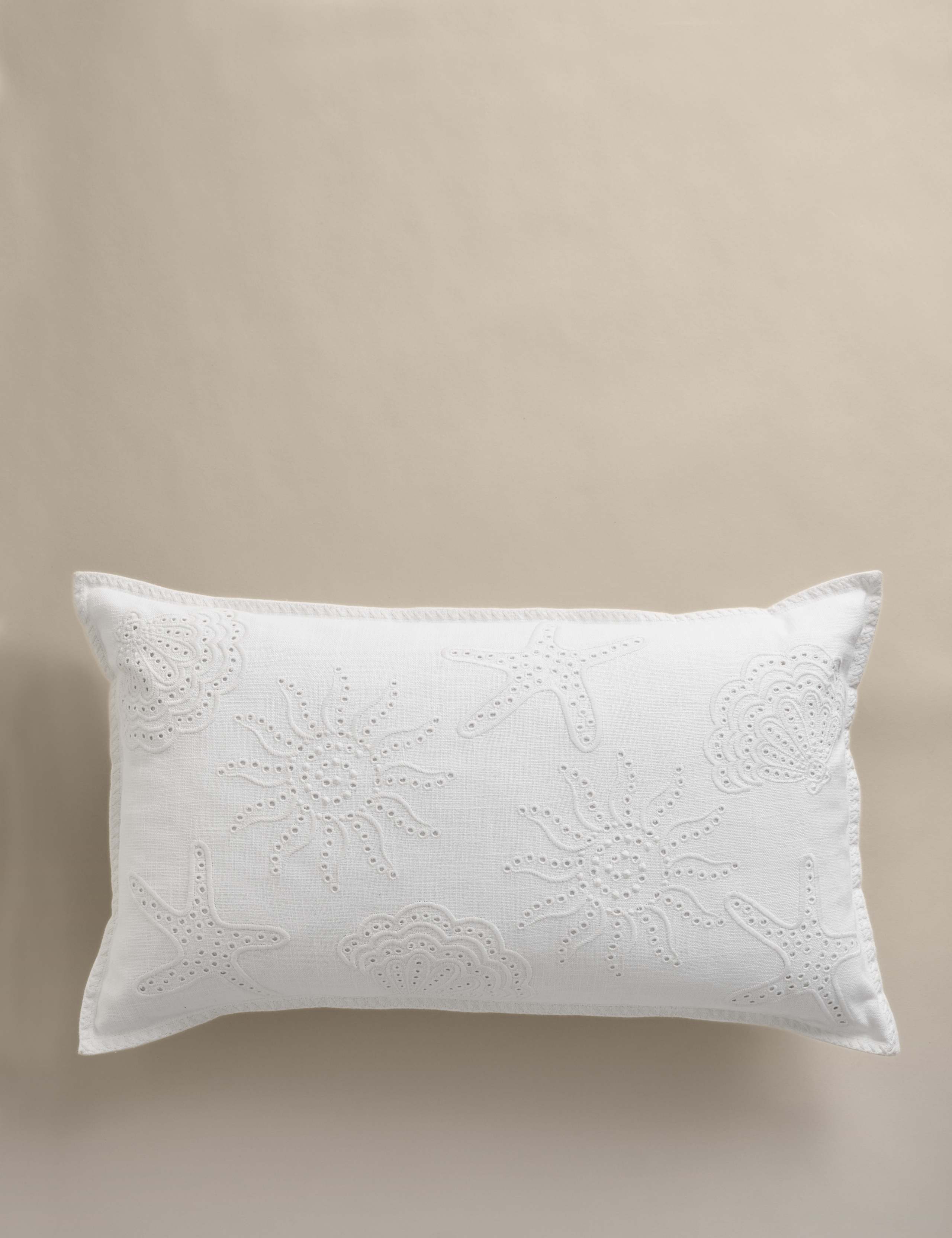 Pure Cotton Shell Broderie Bolster Cushion 1 of 4