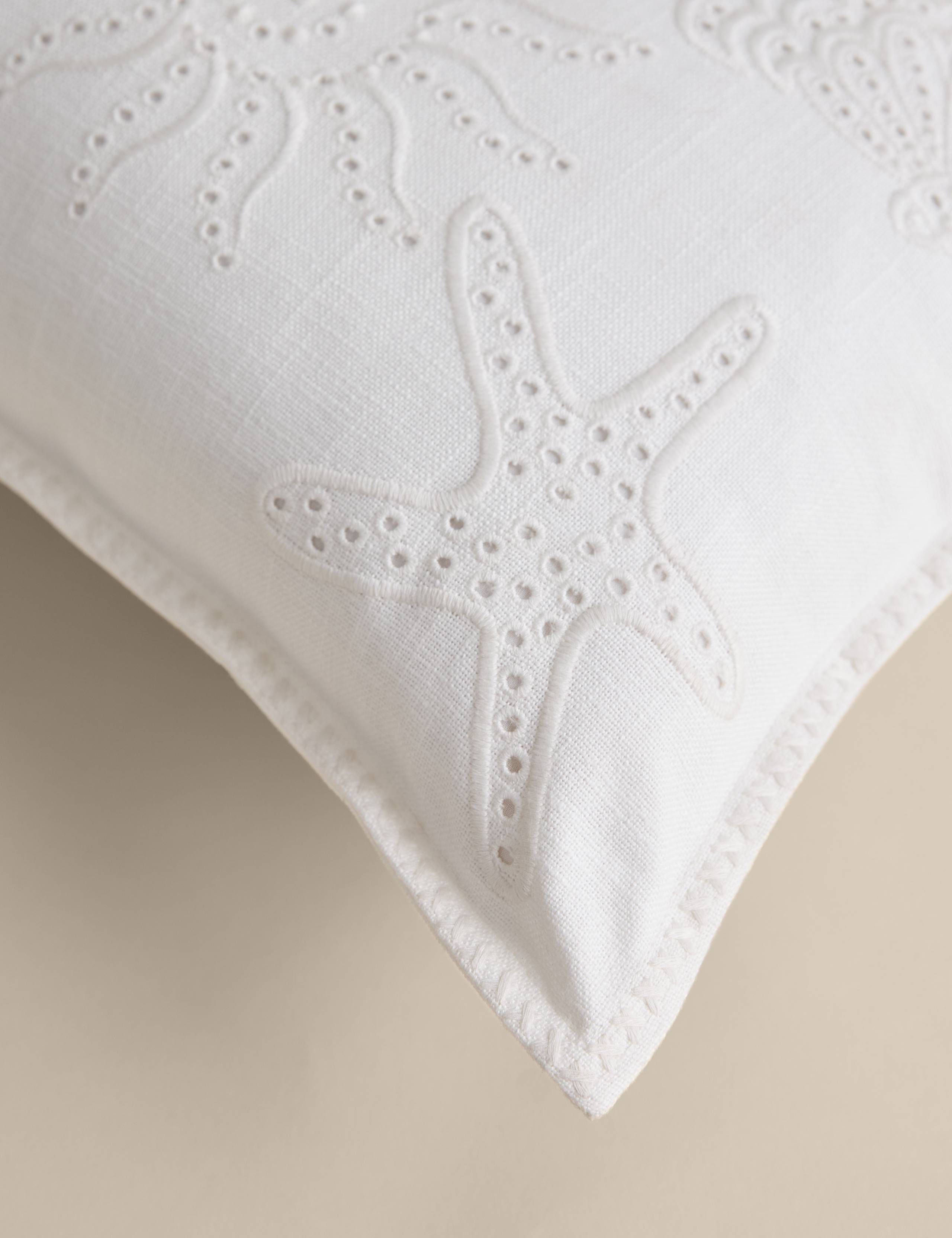 Pure Cotton Shell Broderie Bolster Cushion 4 of 4