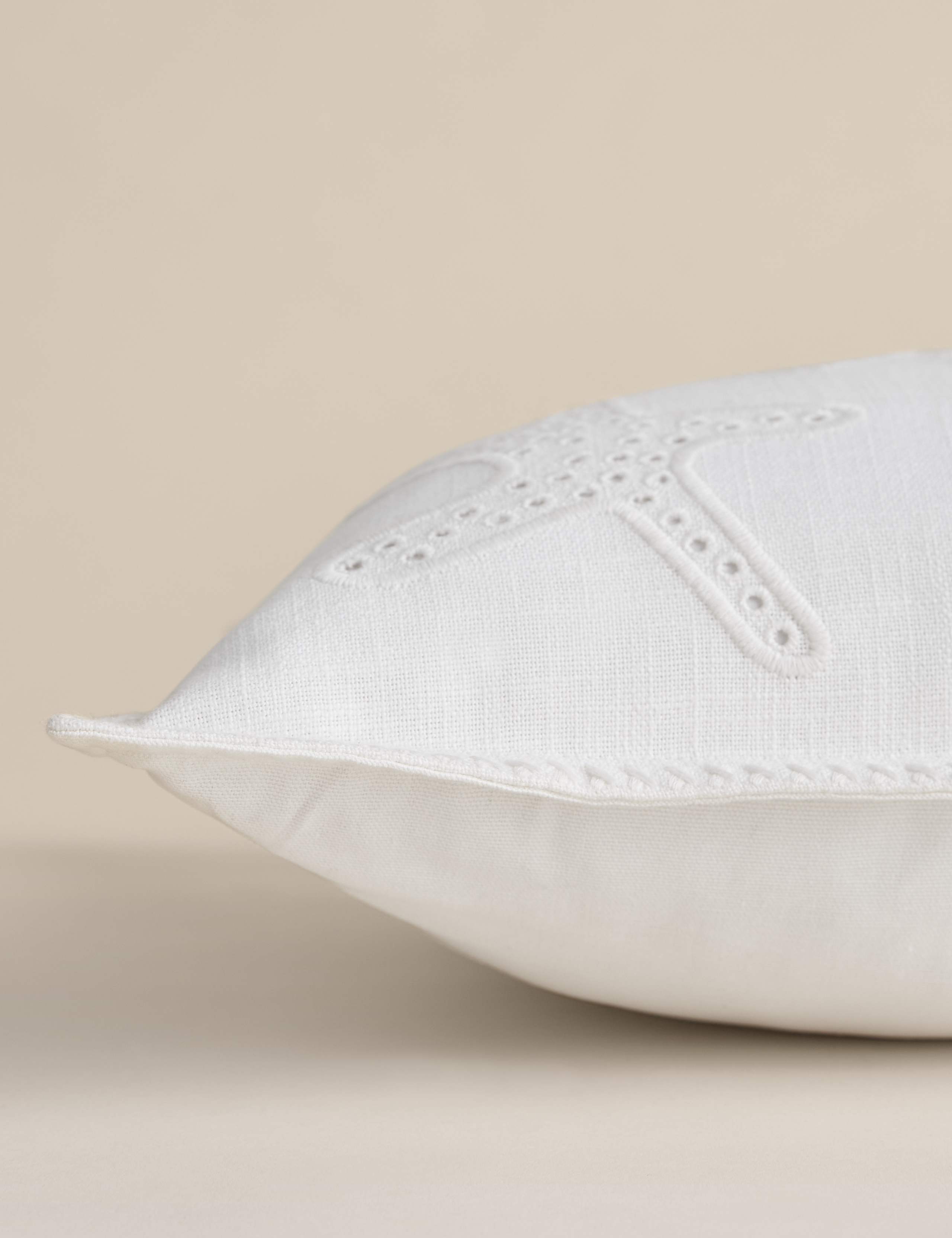 Pure Cotton Shell Broderie Bolster Cushion 2 of 4