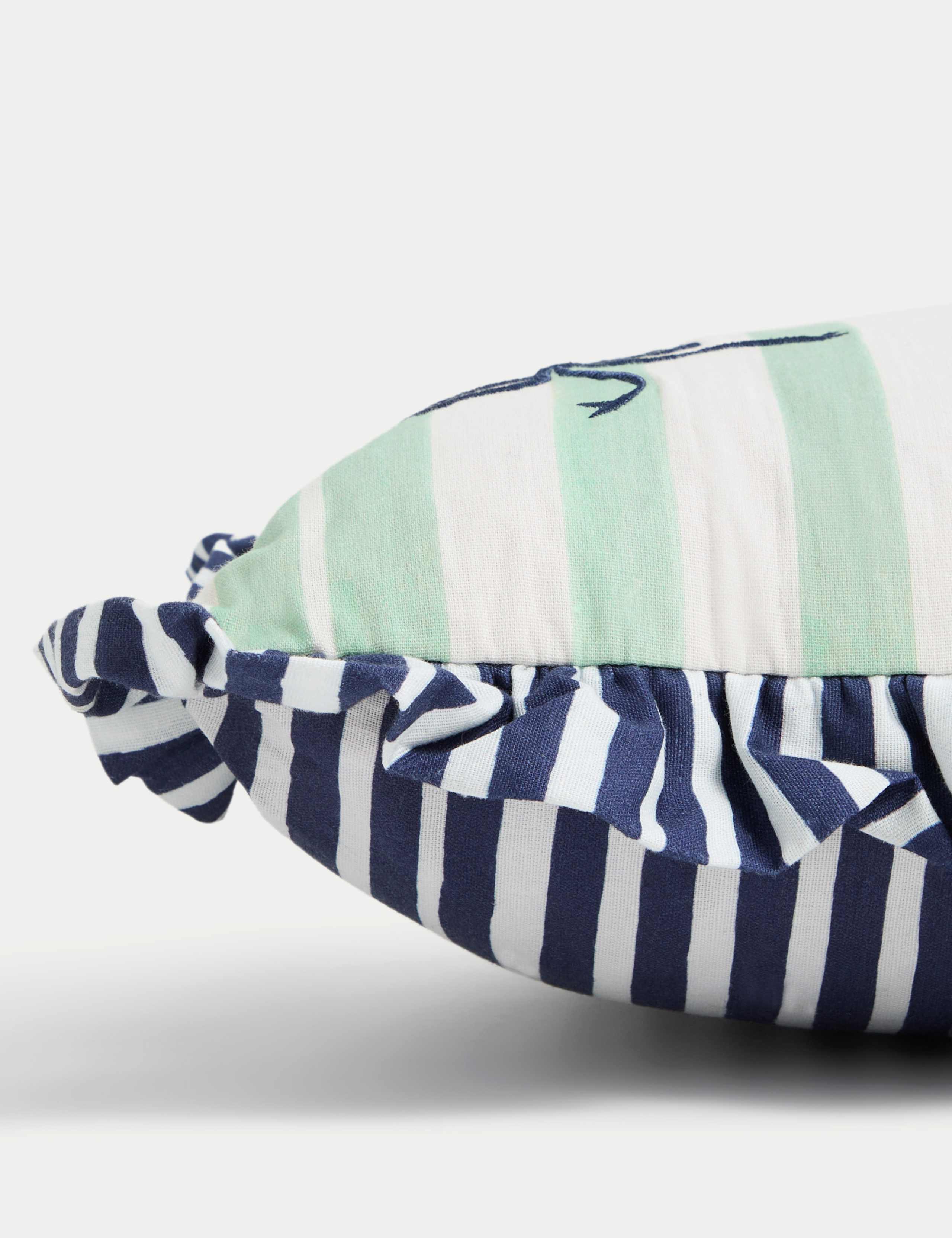 Cotton Rich Striped Bow Bolster Cushion 2 of 5