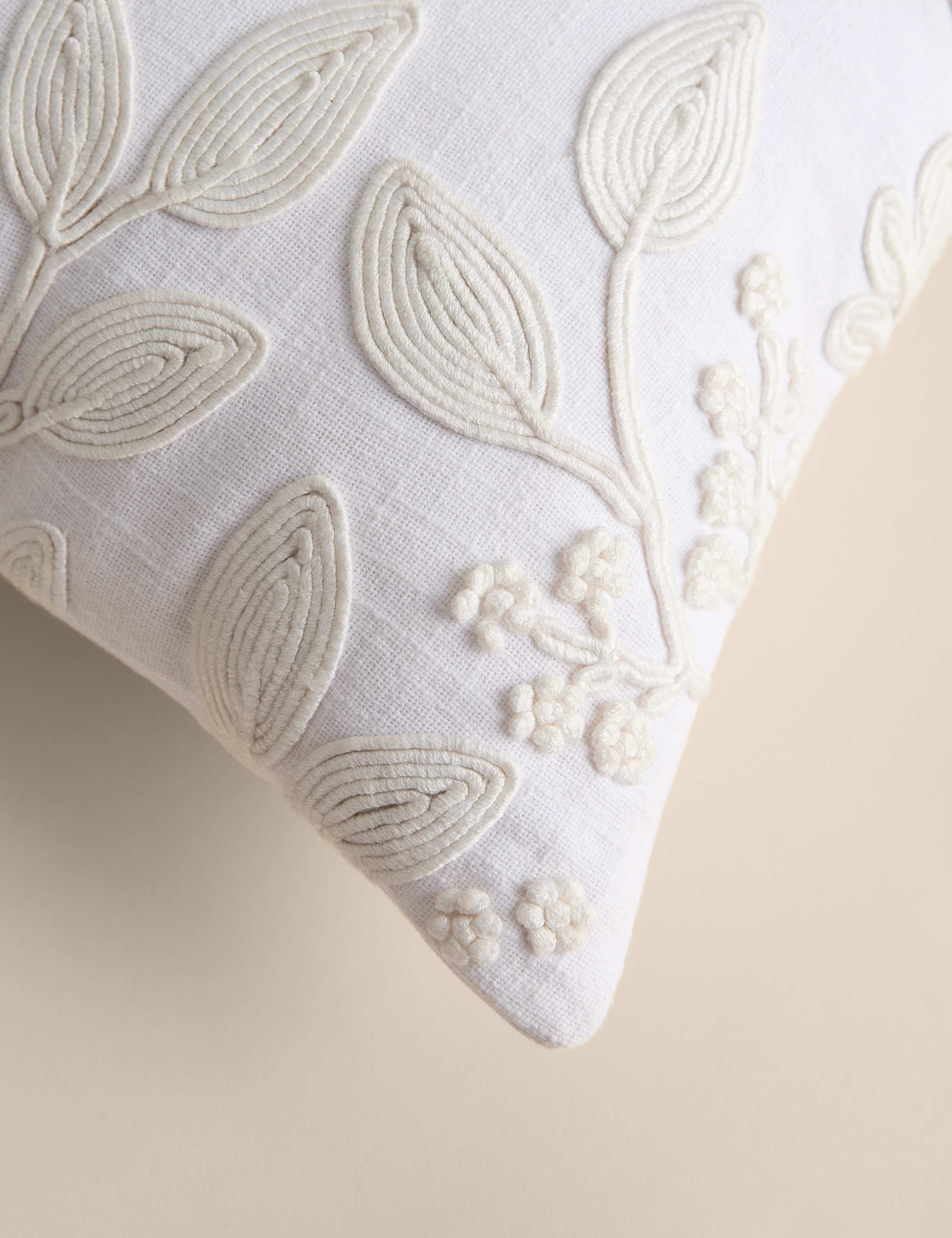 Pure Cotton Floral Embroidered Bolster Cushion 4 of 5