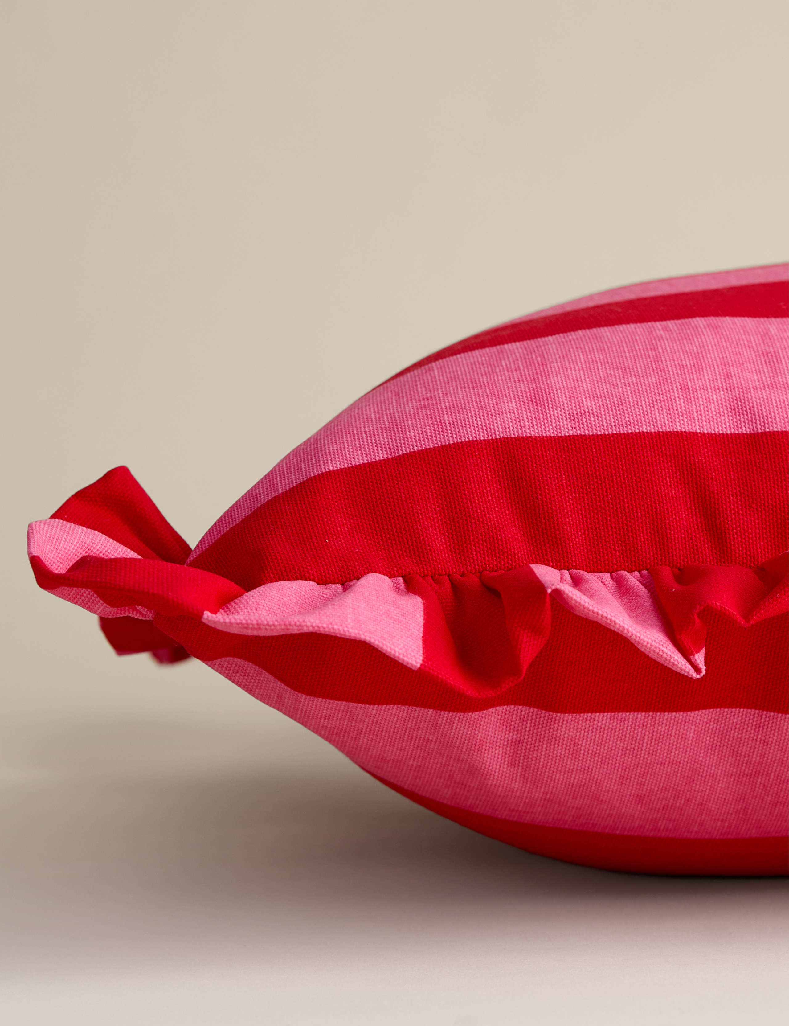 Pure Cotton Striped Frill Cushion 2 of 3