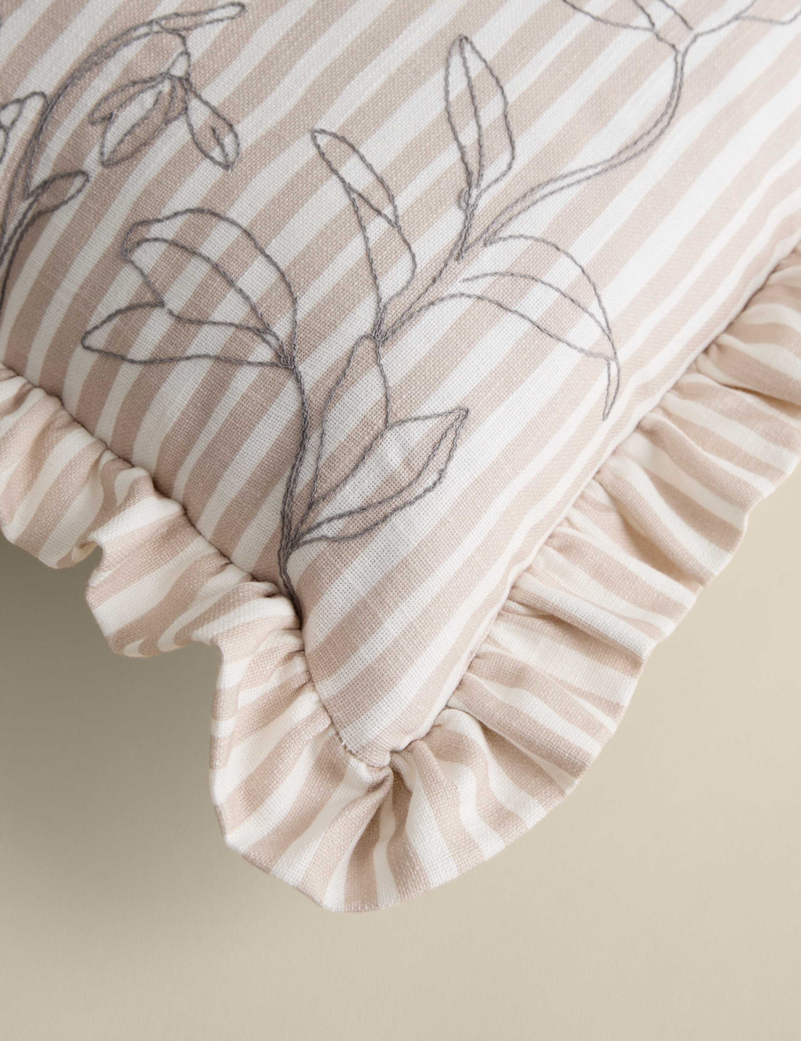 Pure Cotton Floral Embroidered Cushion 4 of 4