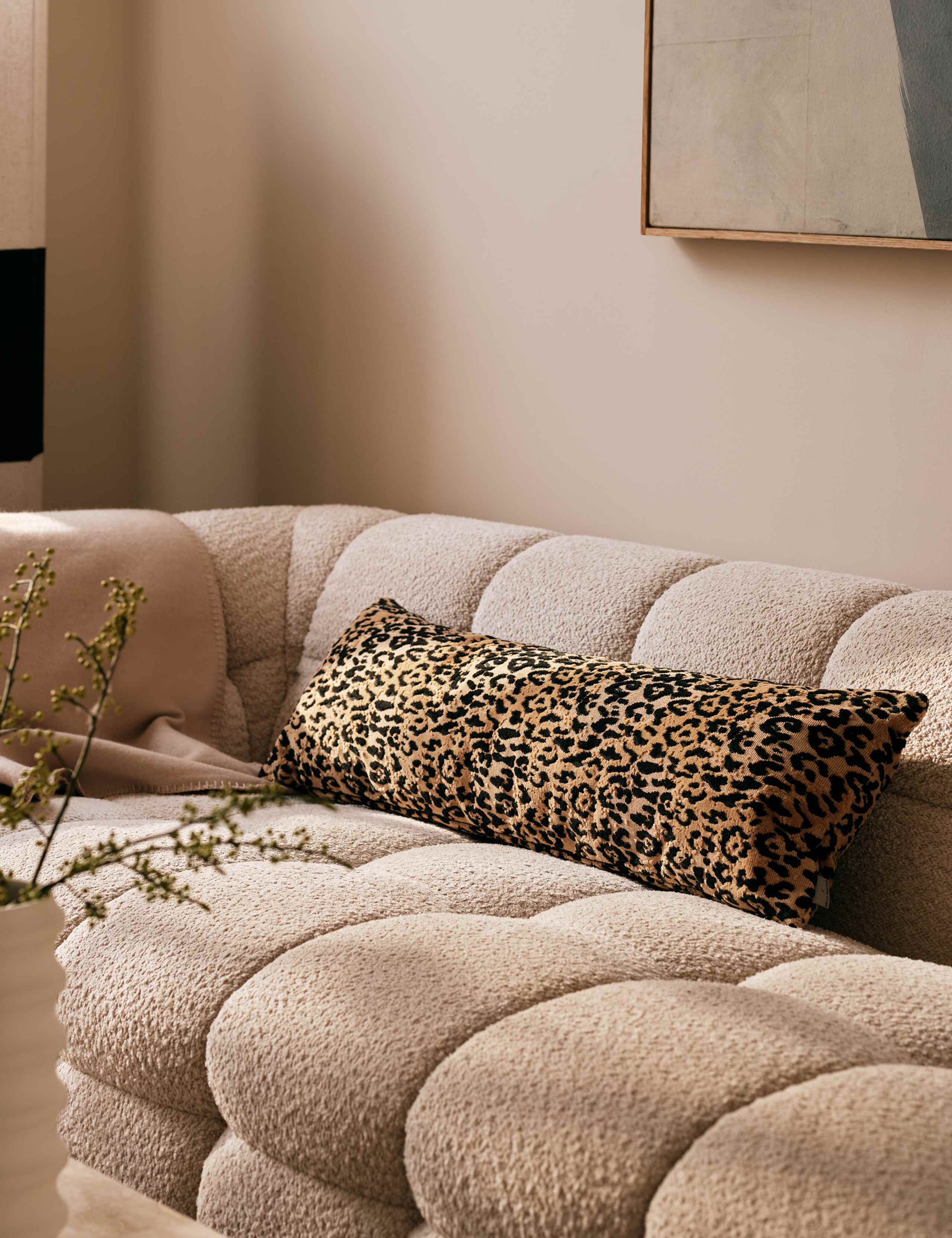 Velvet Leopard Print Long Bolster Cushion 1 of 8