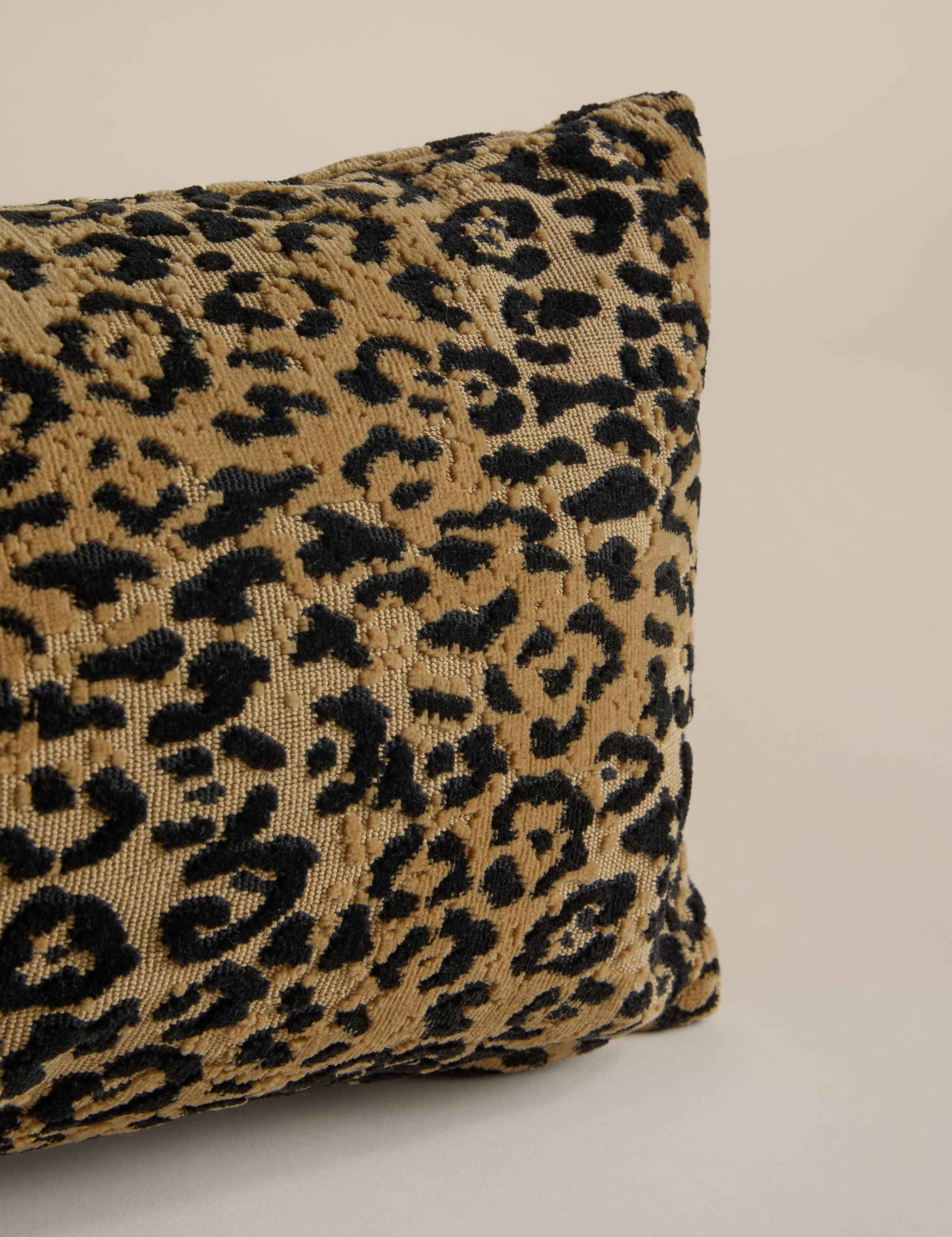Velvet Leopard Print Long Bolster Cushion 2 of 5