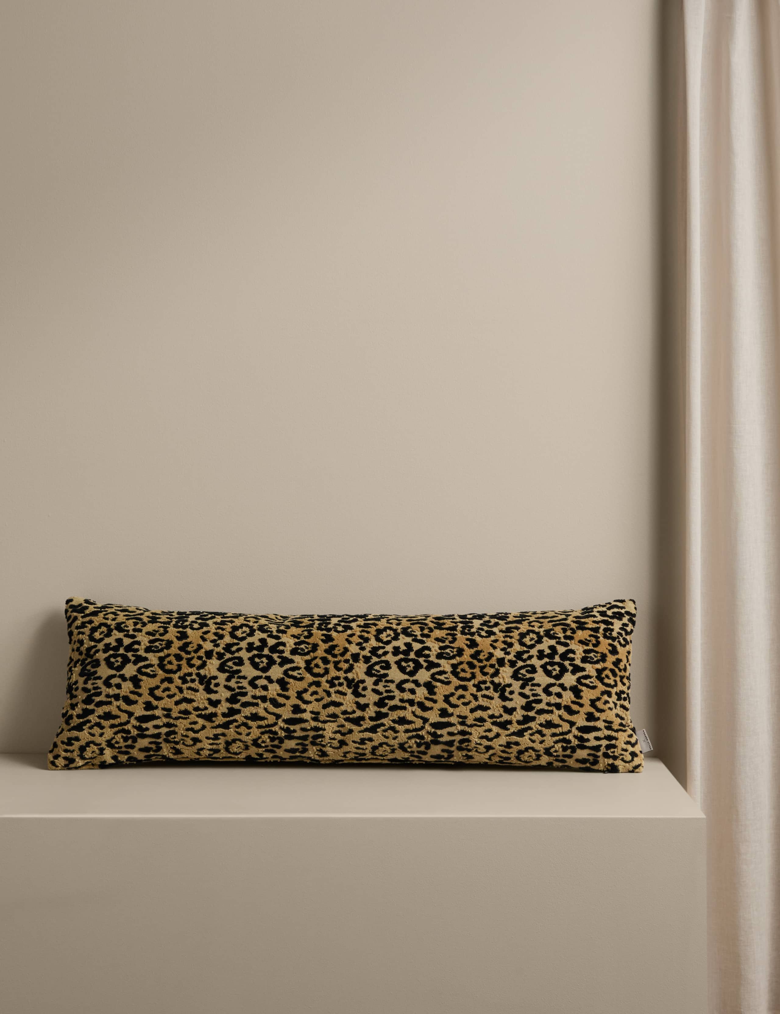 Velvet Leopard Print Long Bolster Cushion 3 of 8