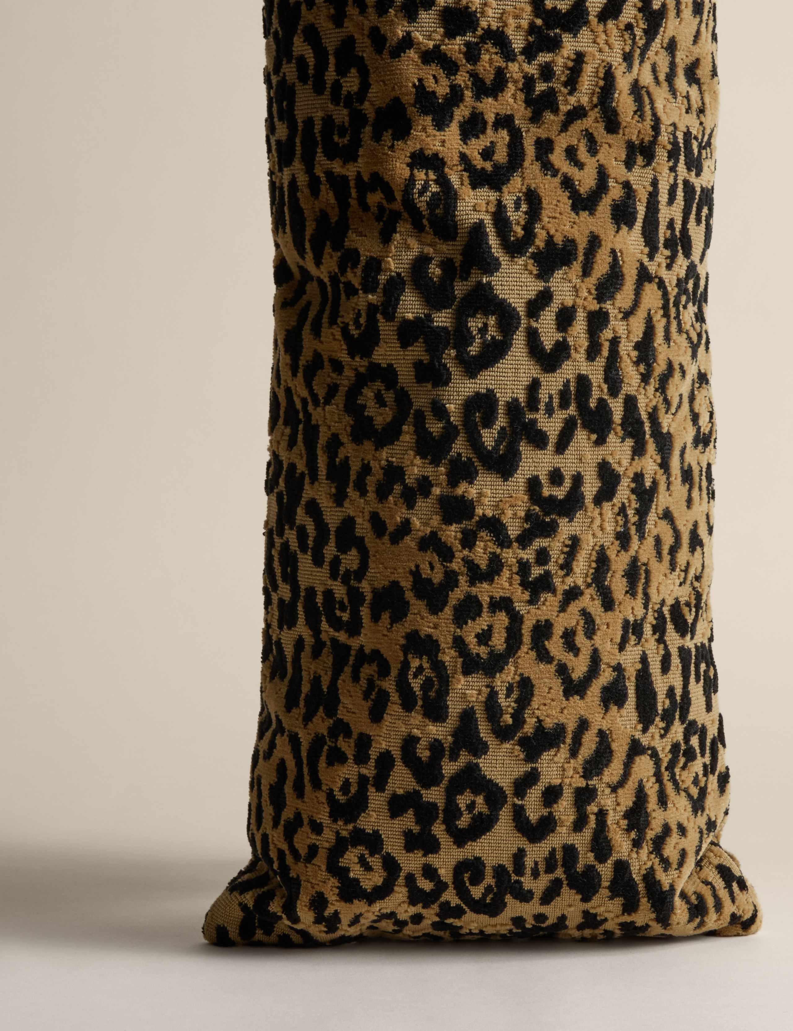 Velvet Leopard Print Long Bolster Cushion 4 of 5