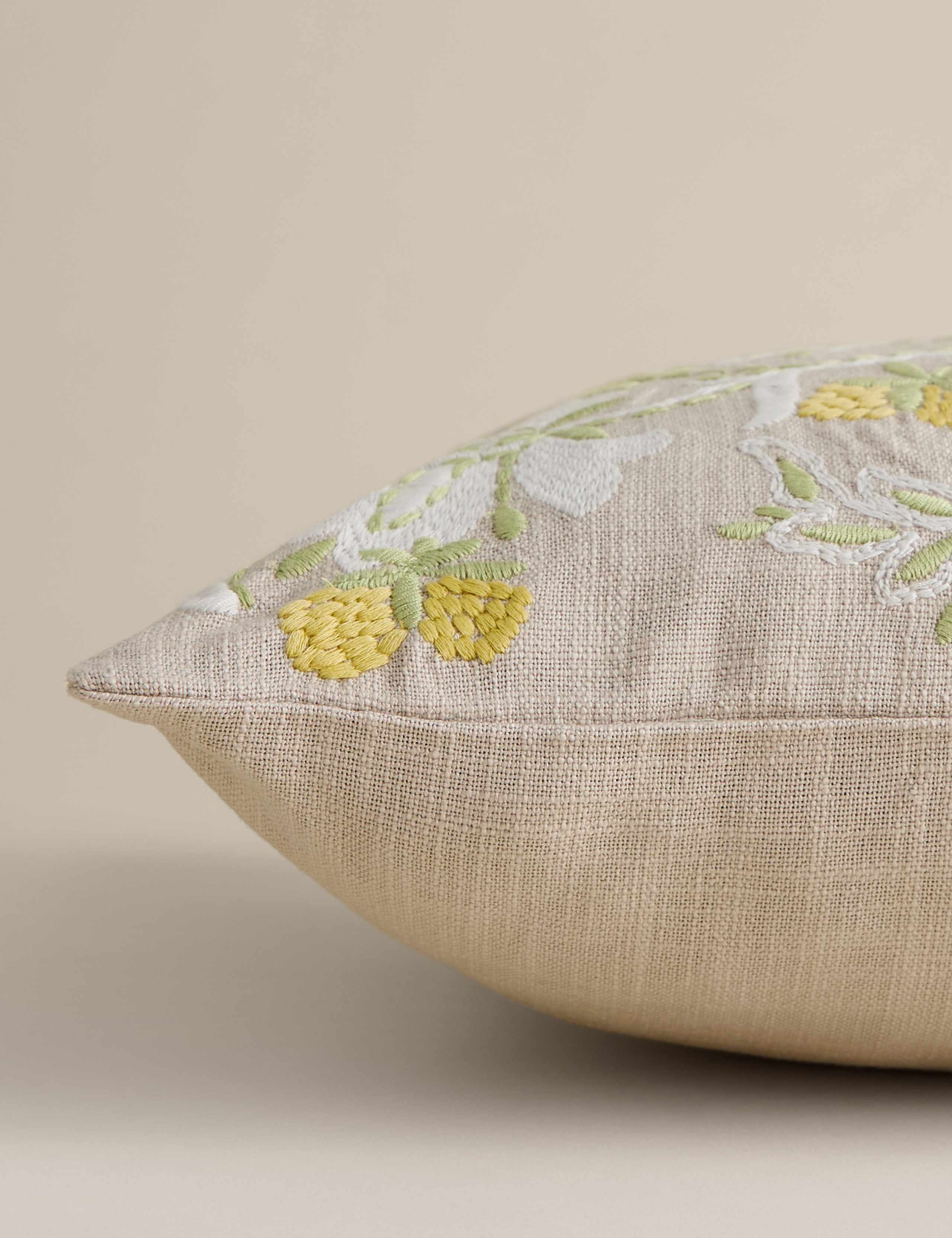 Pure Cotton Floral Embroidered Bolster Cushion 2 of 6