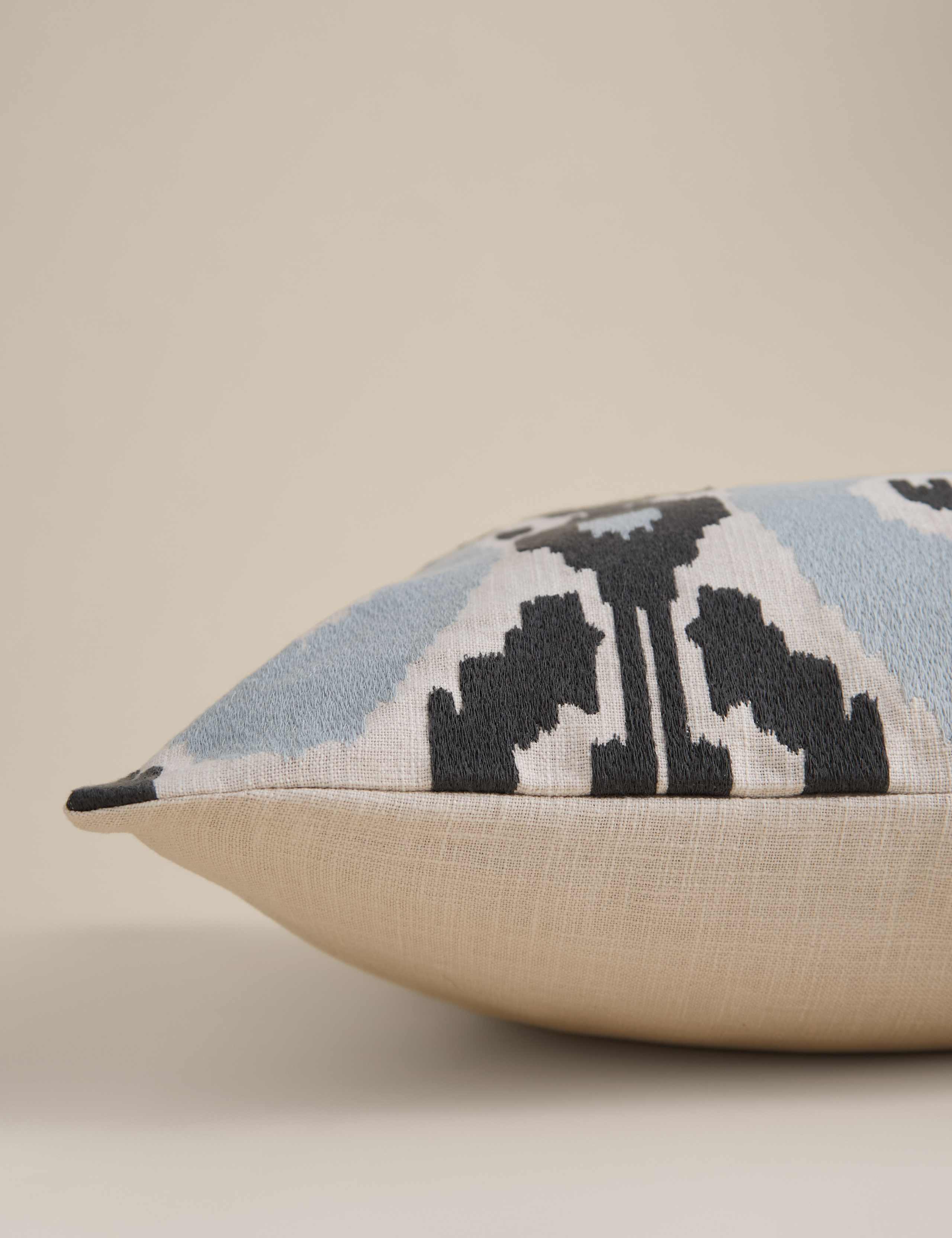 Pure Cotton Embroidered Ikat Cushion 2 of 4
