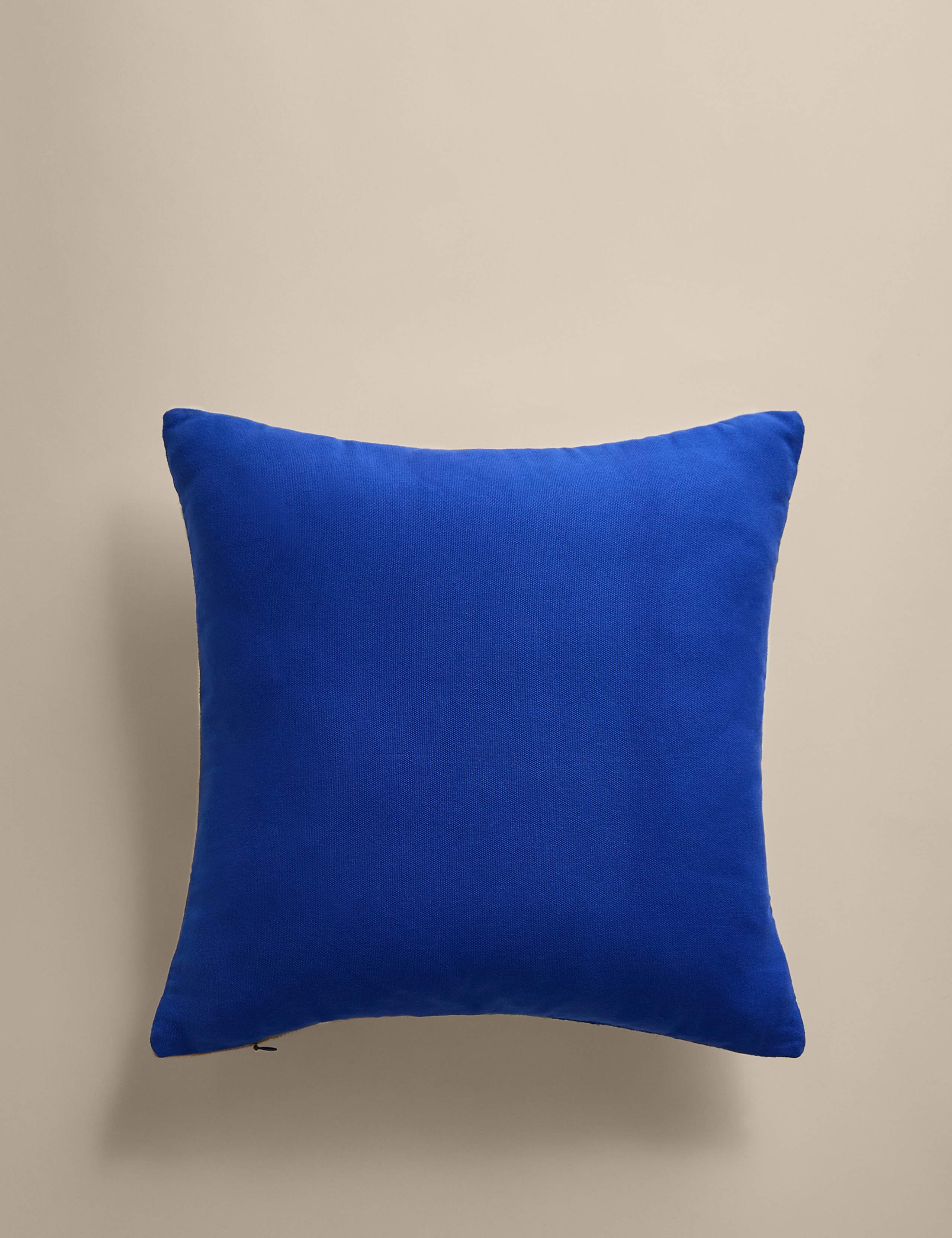Pure Cotton Geometric Embroidered Cushion 3 of 4