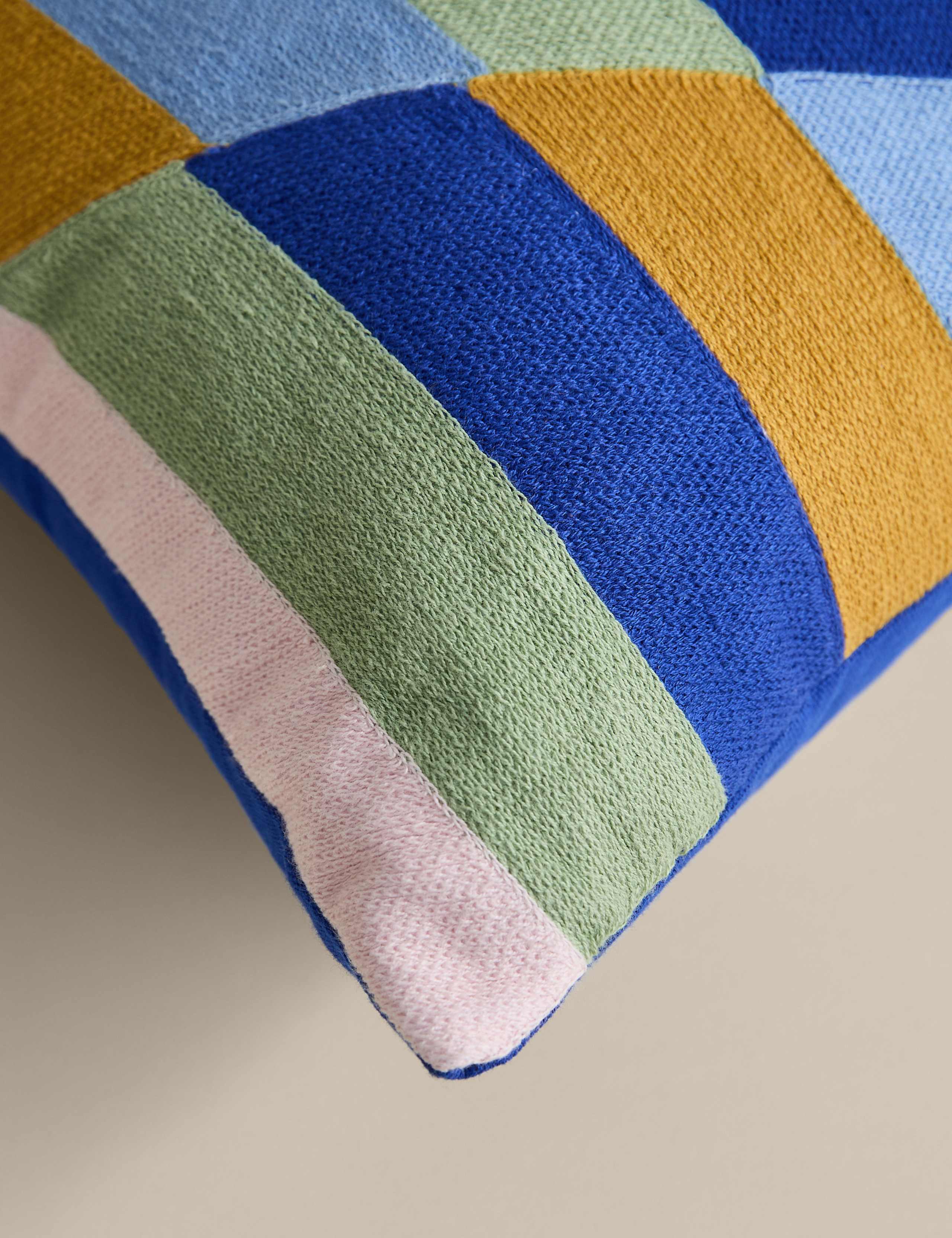 Pure Cotton Geometric Embroidered Cushion 4 of 4