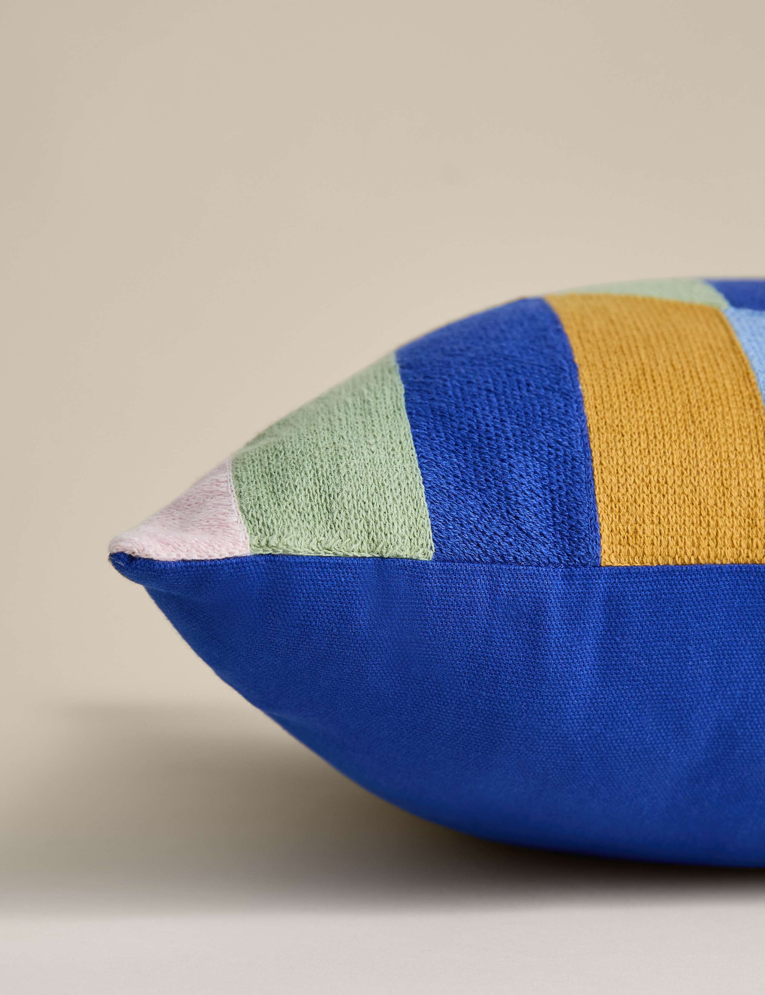 Pure Cotton Geometric Embroidered Cushion 2 of 4