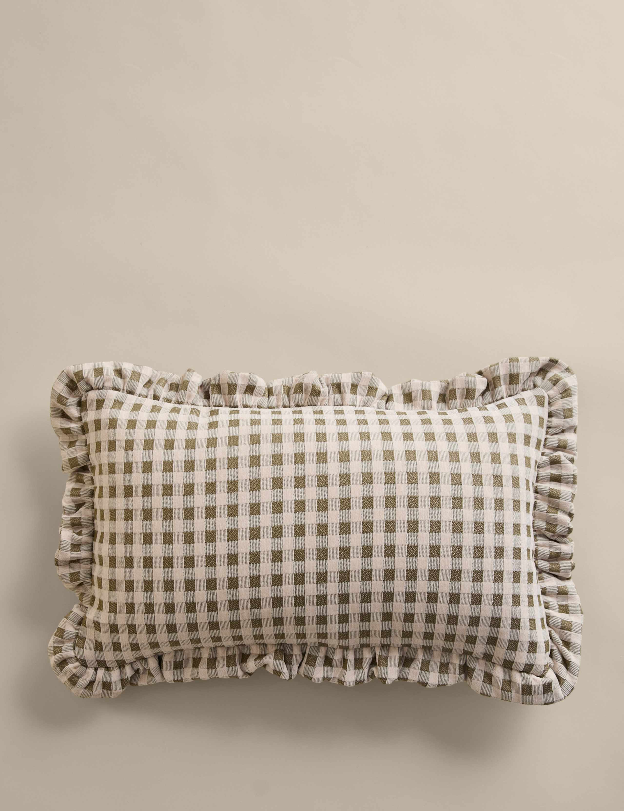 Chenille Woven Gingham Bolster Cushion 1 of 6