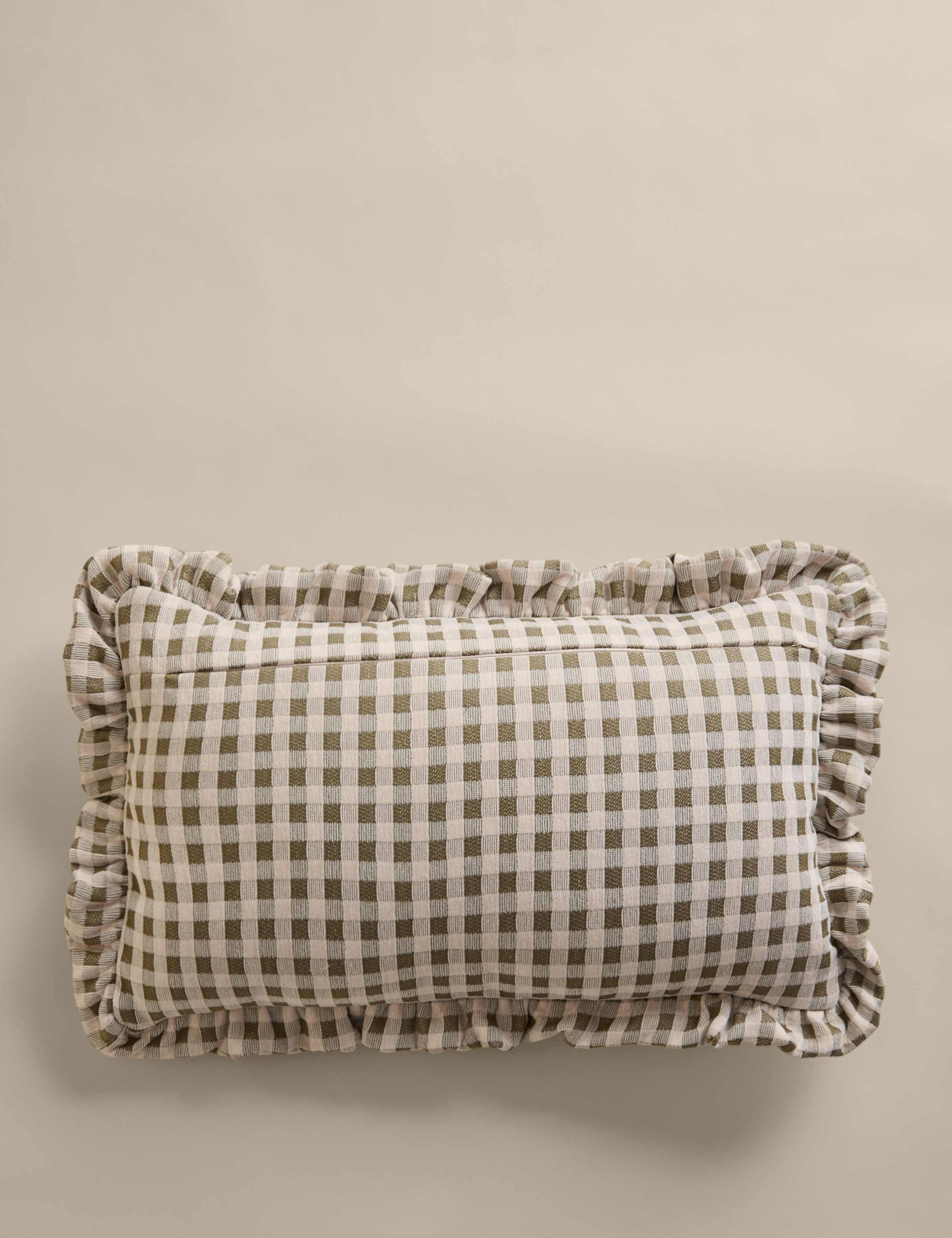 Chenille Woven Gingham Bolster Cushion 3 of 6