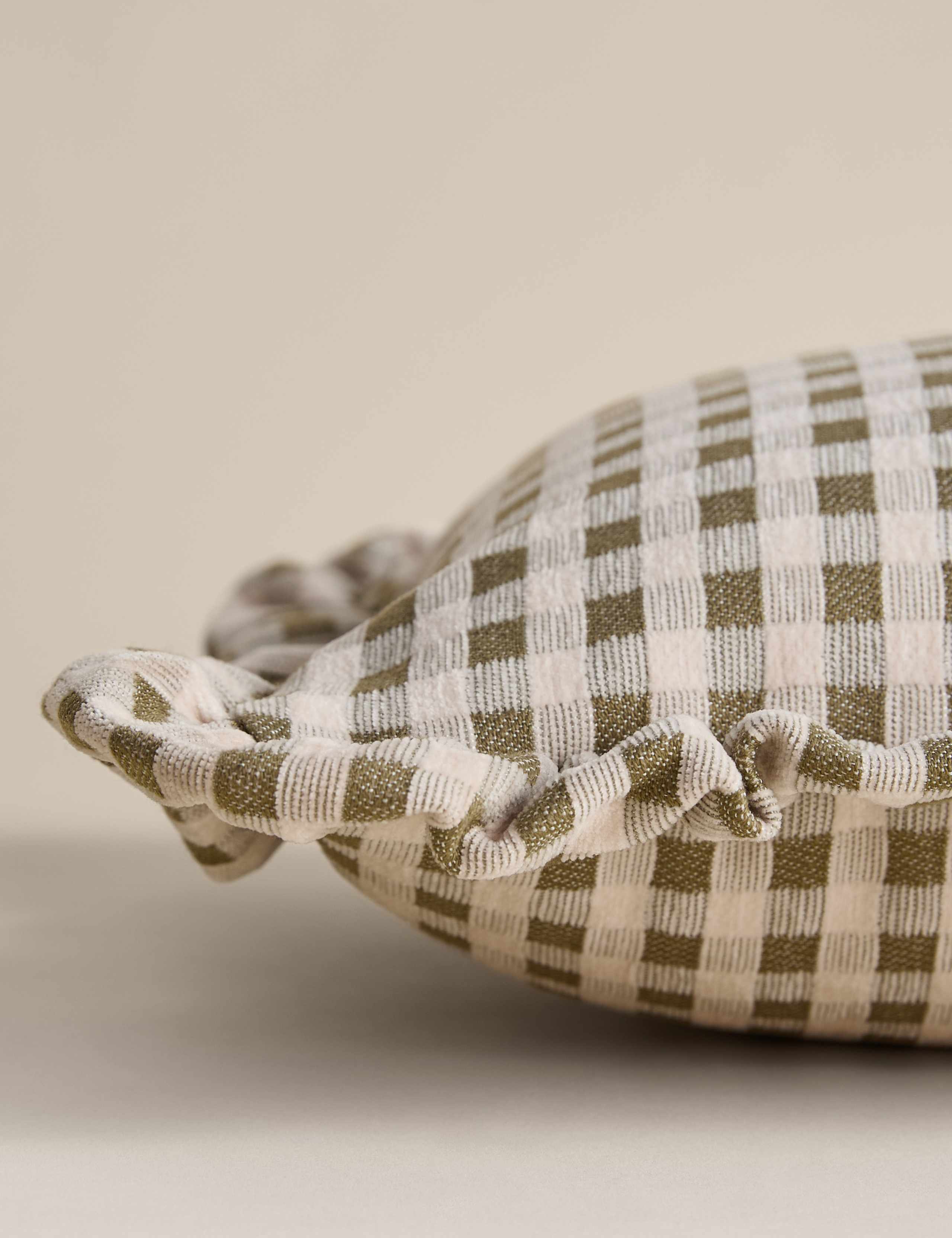 Chenille Woven Gingham Bolster Cushion 2 of 6