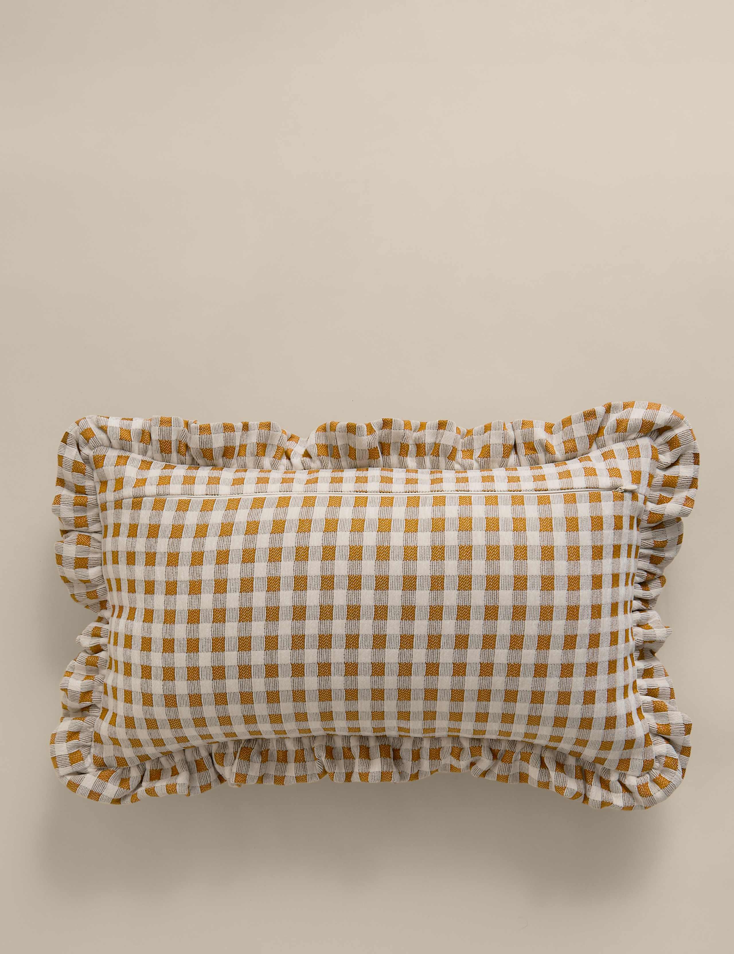 Chenille Woven Gingham Bolster Cushion 3 of 4
