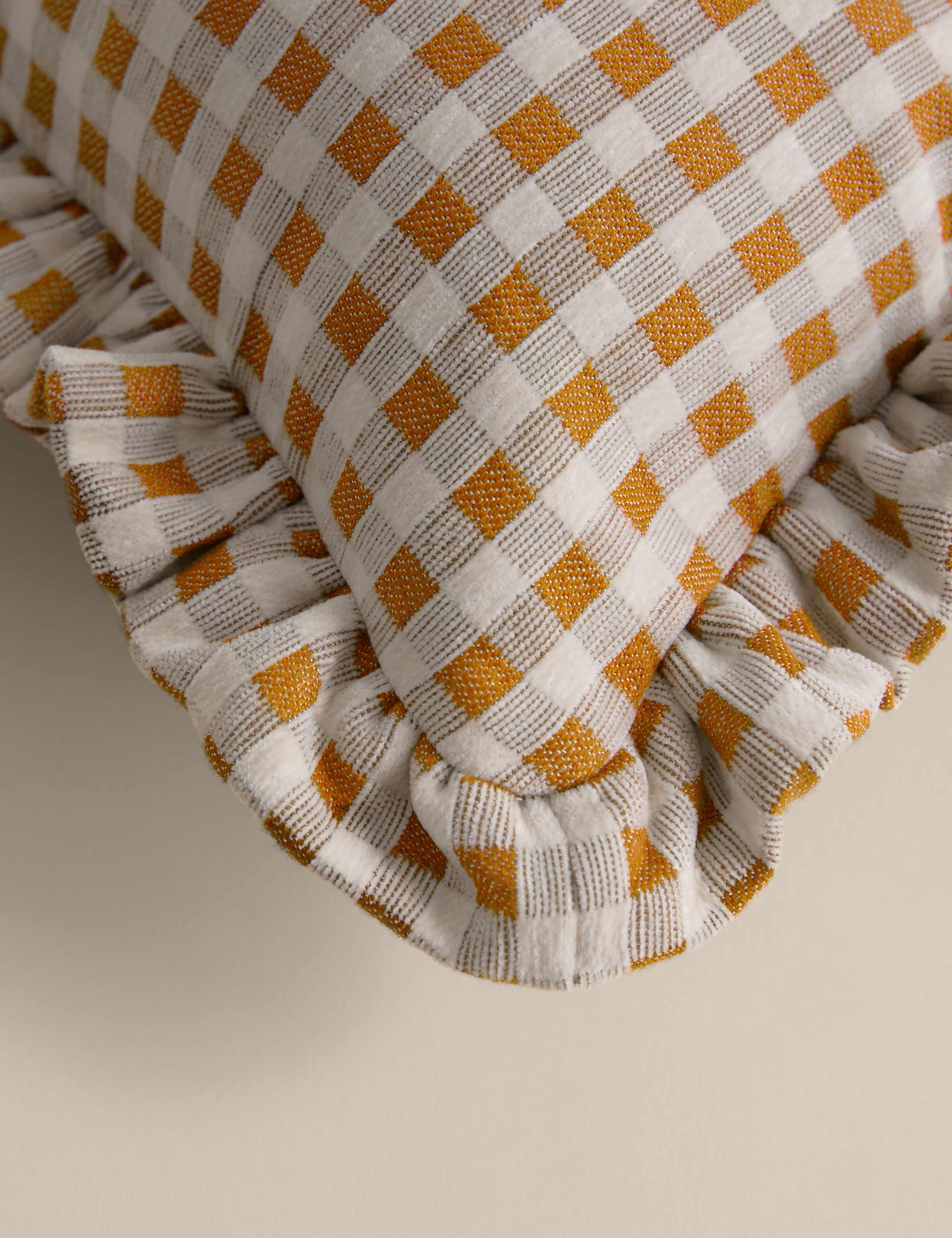 Chenille Woven Gingham Bolster Cushion 4 of 4