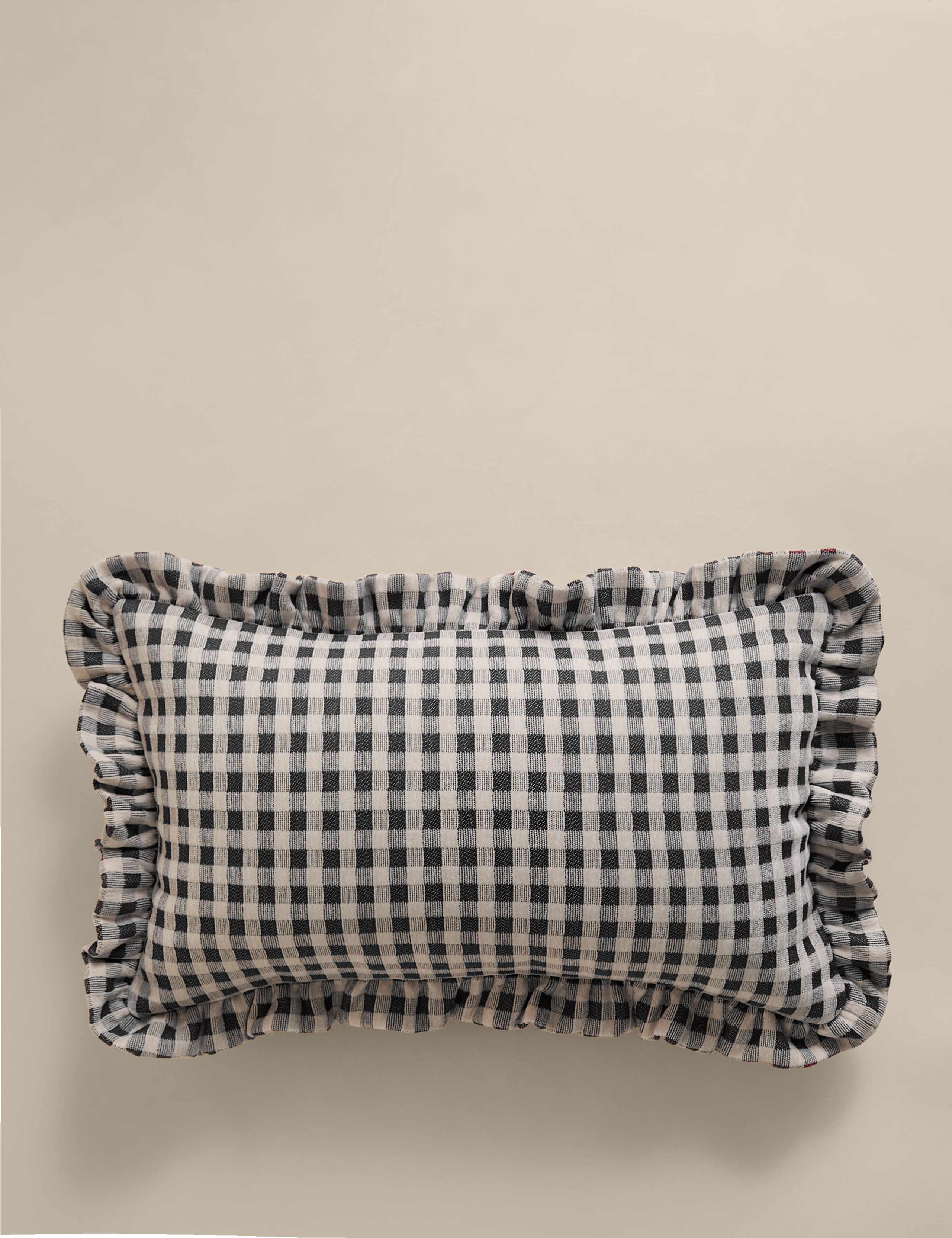 Chenille Woven Gingham Bolster Cushion 1 of 4