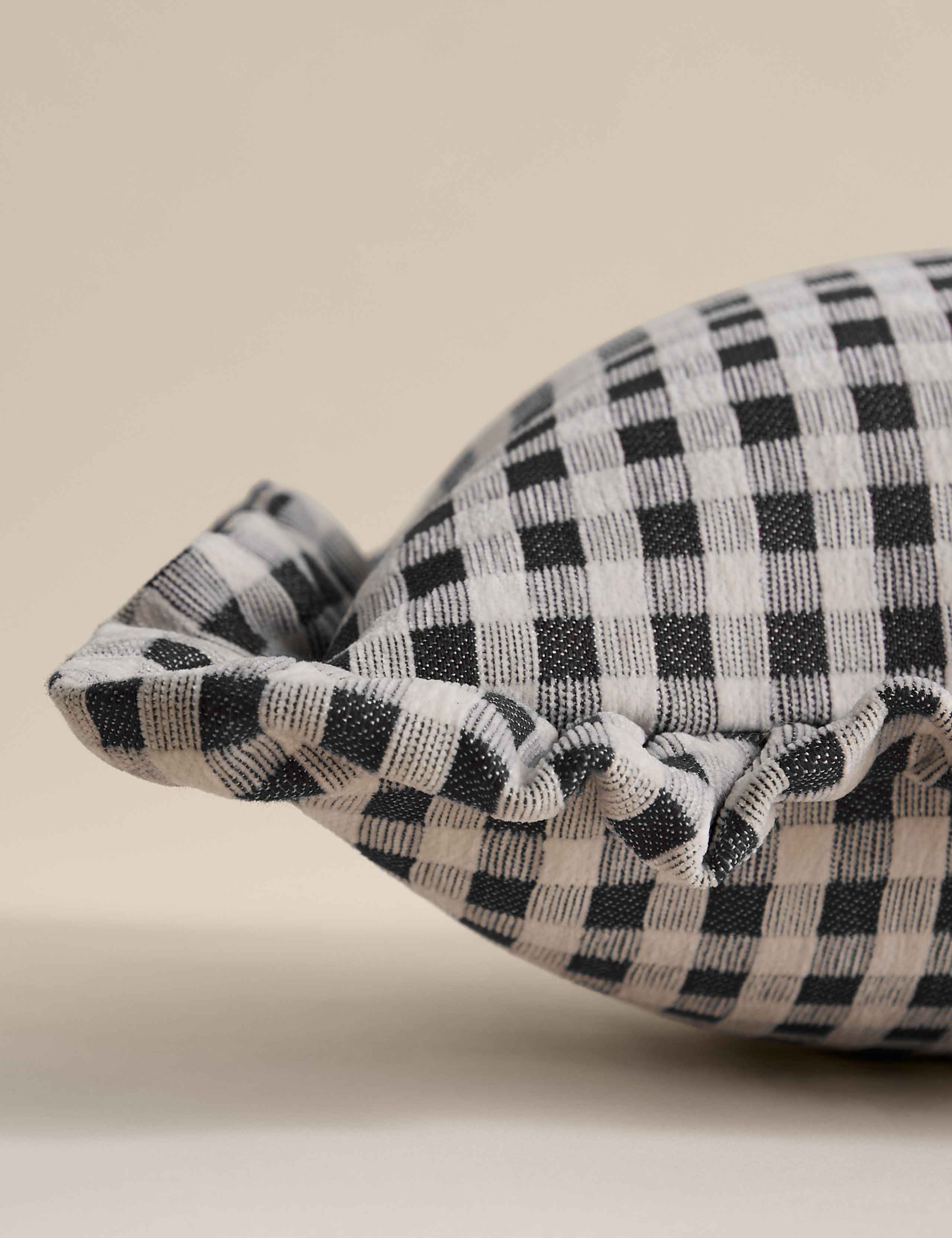 Chenille Woven Gingham Bolster Cushion 2 of 4