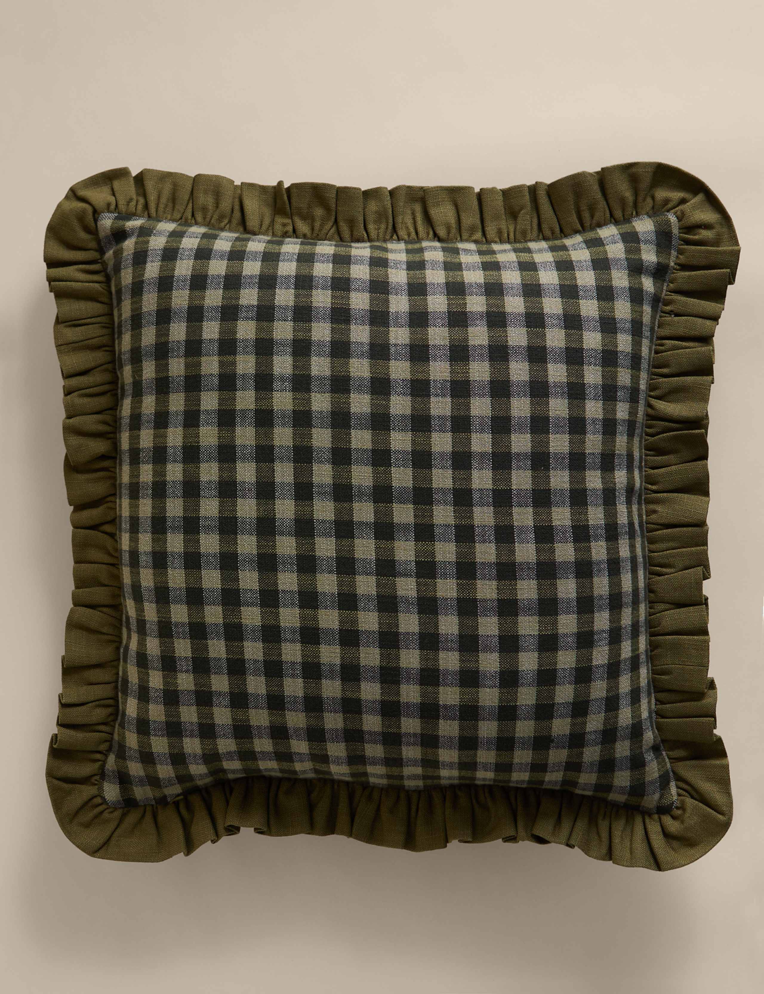 Pure Cotton Patchwork Quilted Frill Cushion 3 of 4