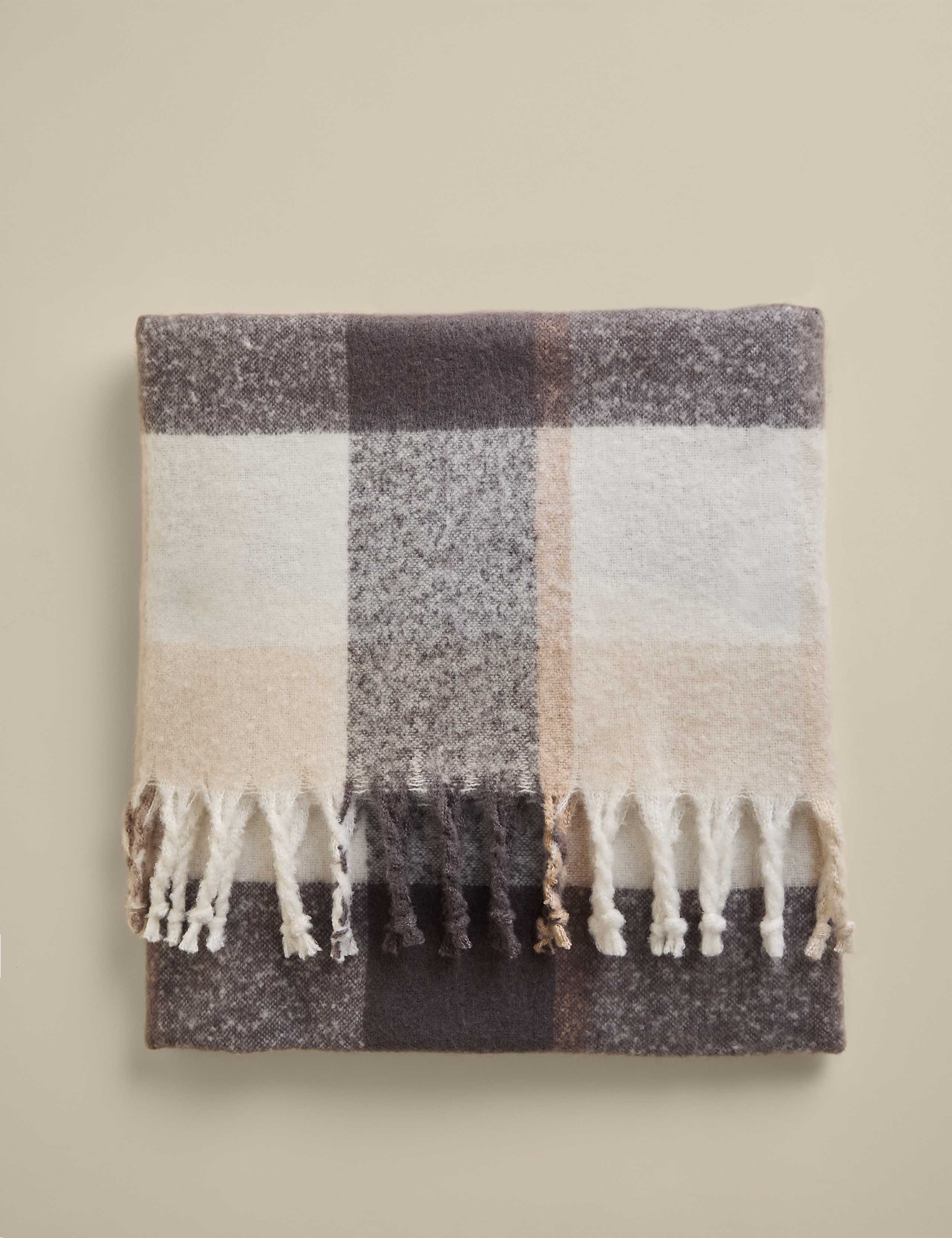 Faux Mohair Checked Throw 1 of 4