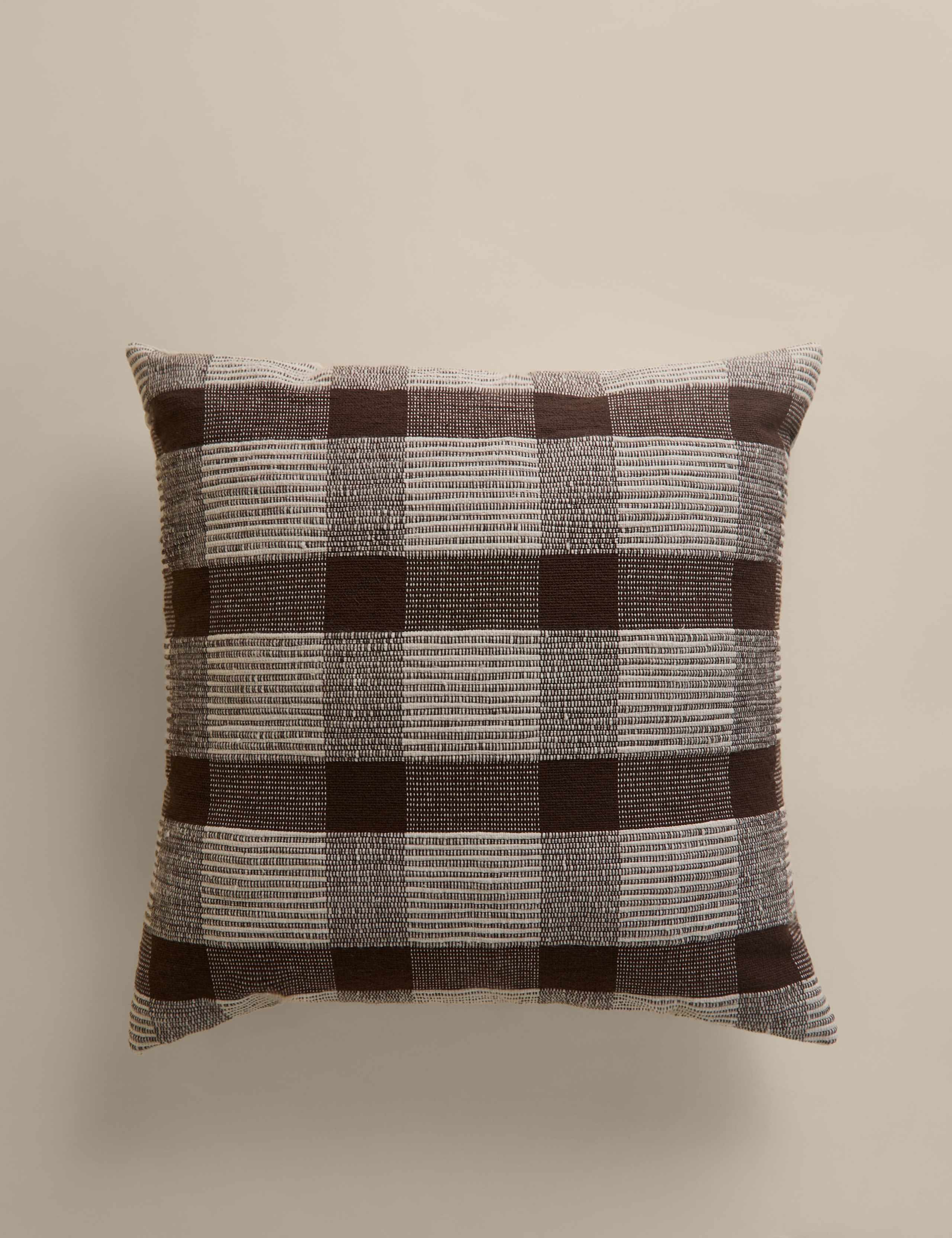 Pure Cotton Checked Textured Cushion 1 of 4