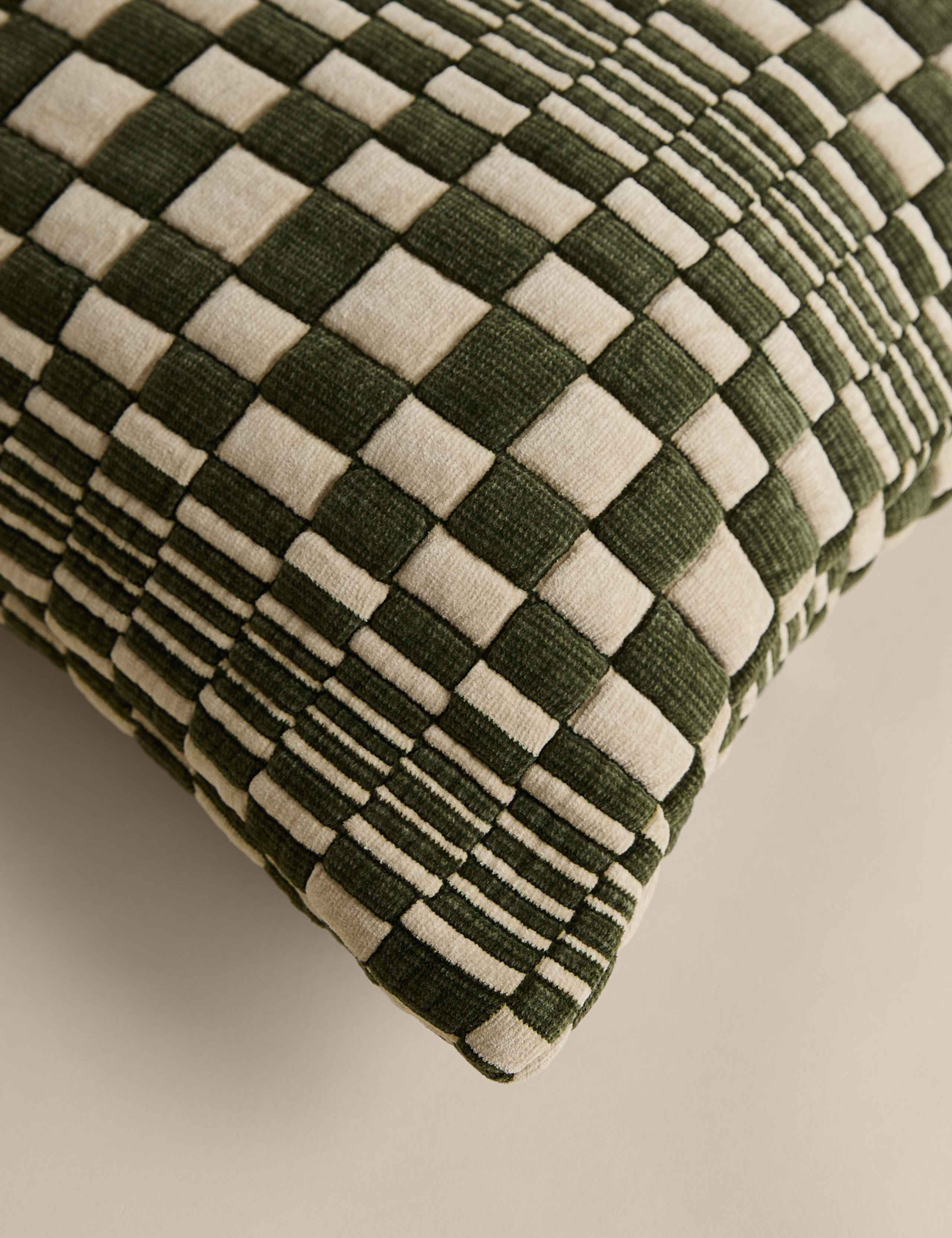 Chenille Checked Quilted Cushion 3 of 3
