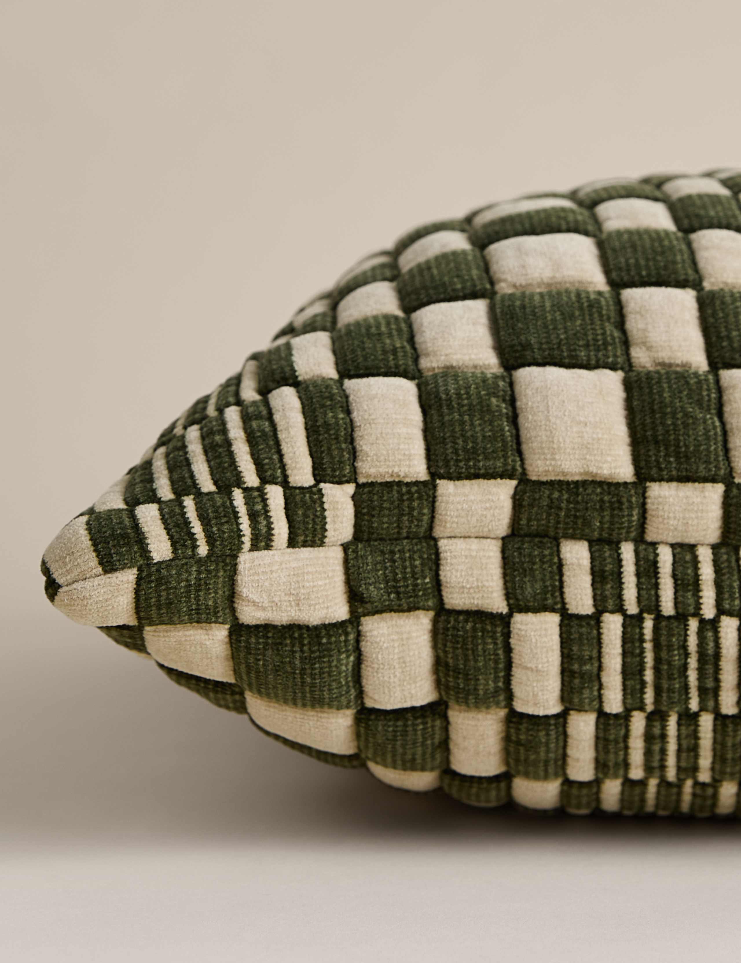 Chenille Checked Quilted Cushion 2 of 3