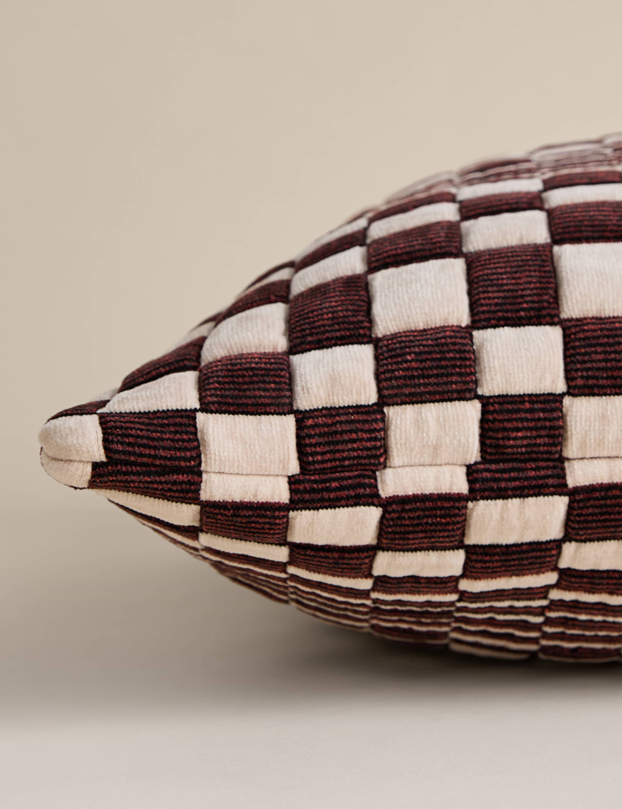 Chenille Checked Quilted Cushion 2 of 4