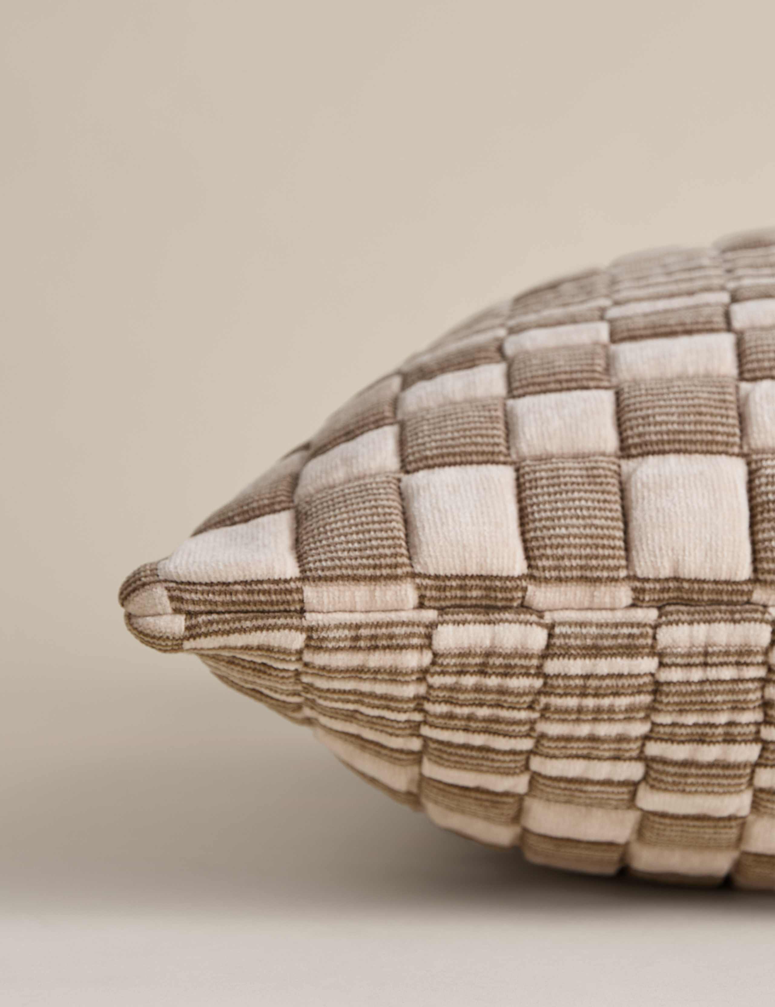 Chenille Checked Quilted Cushion 2 of 3