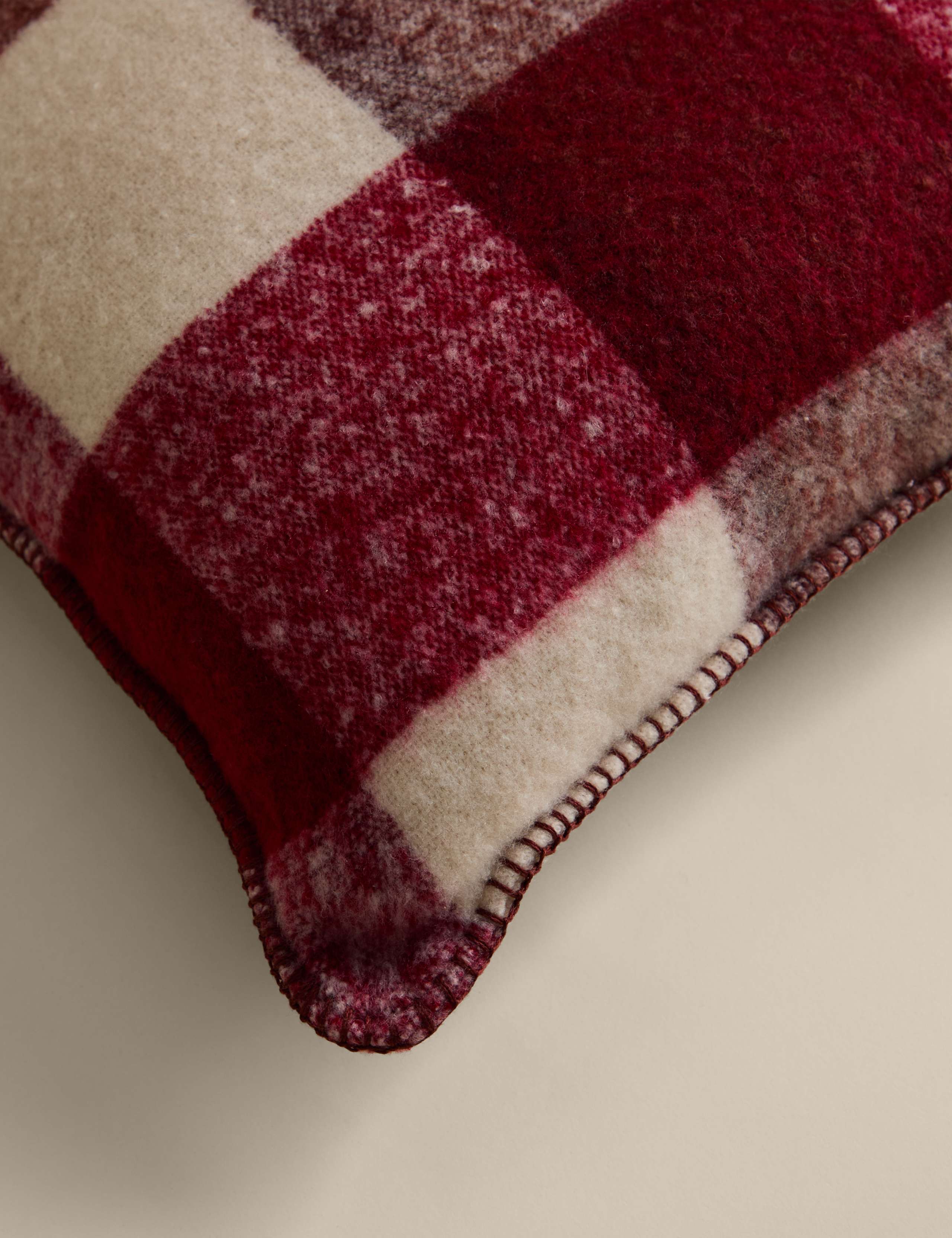 Faux Mohair Brushed Checked Cushion 3 of 3