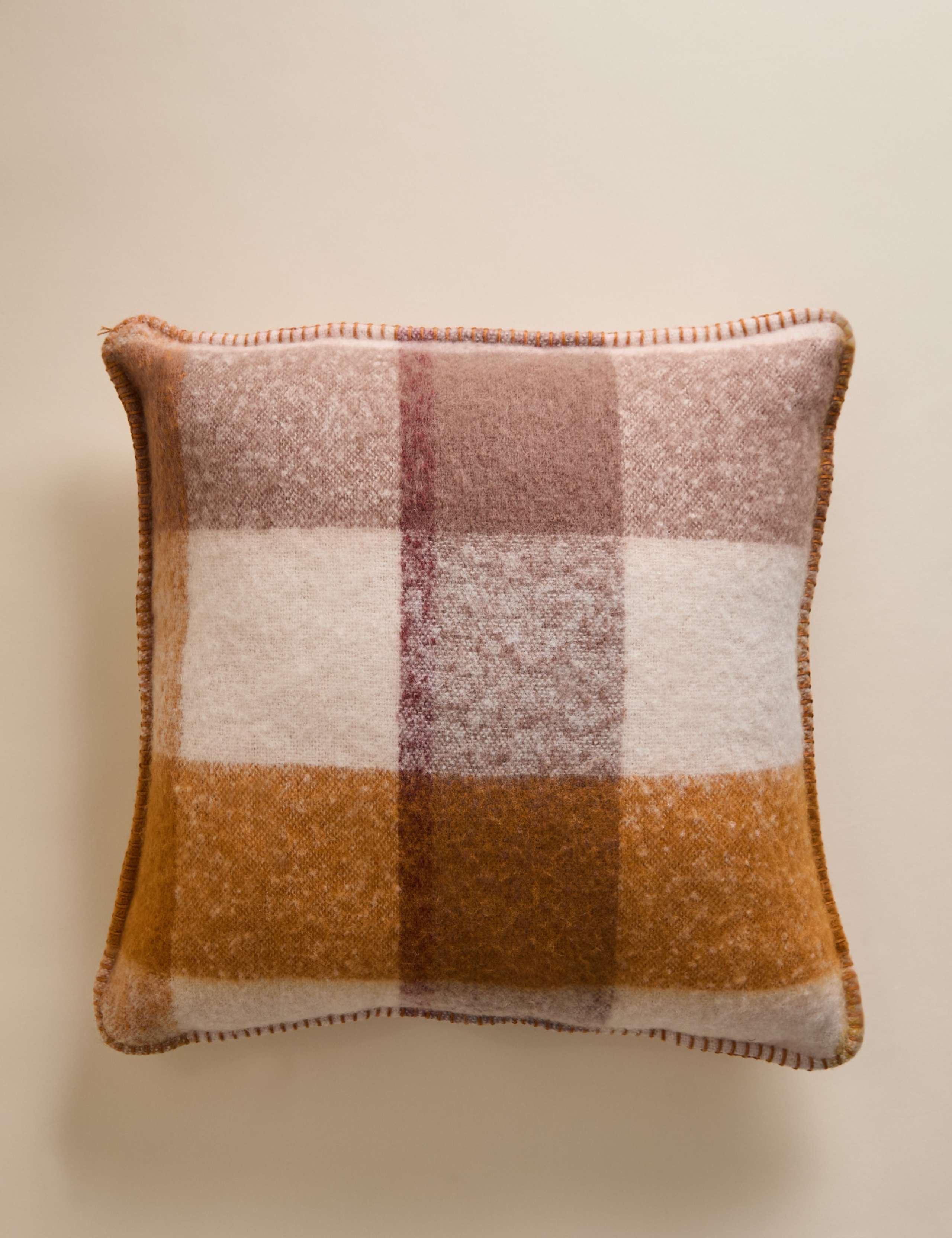 Faux Mohair Brushed Checked Cushion 1 of 4