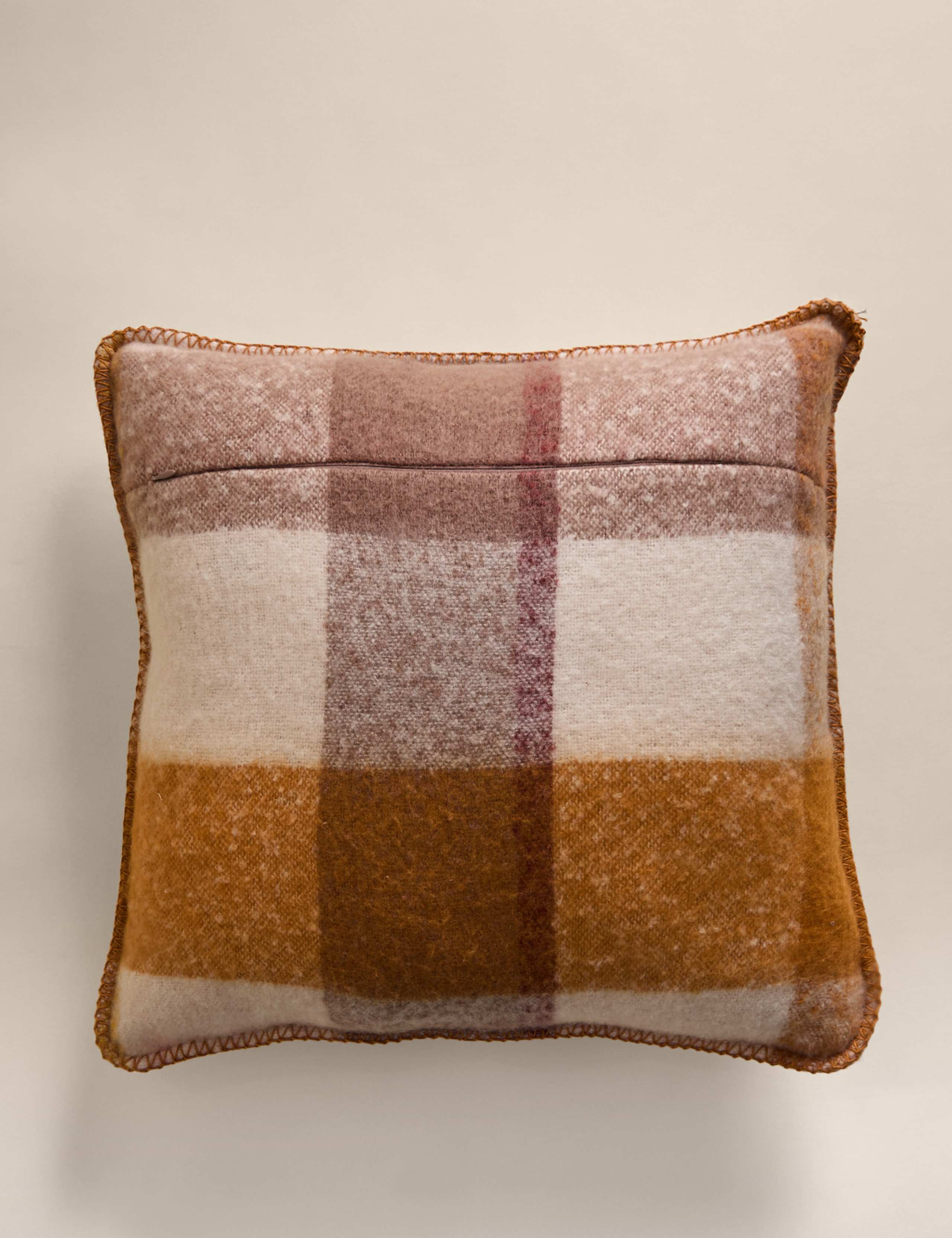 Faux Mohair Brushed Checked Cushion 3 of 4