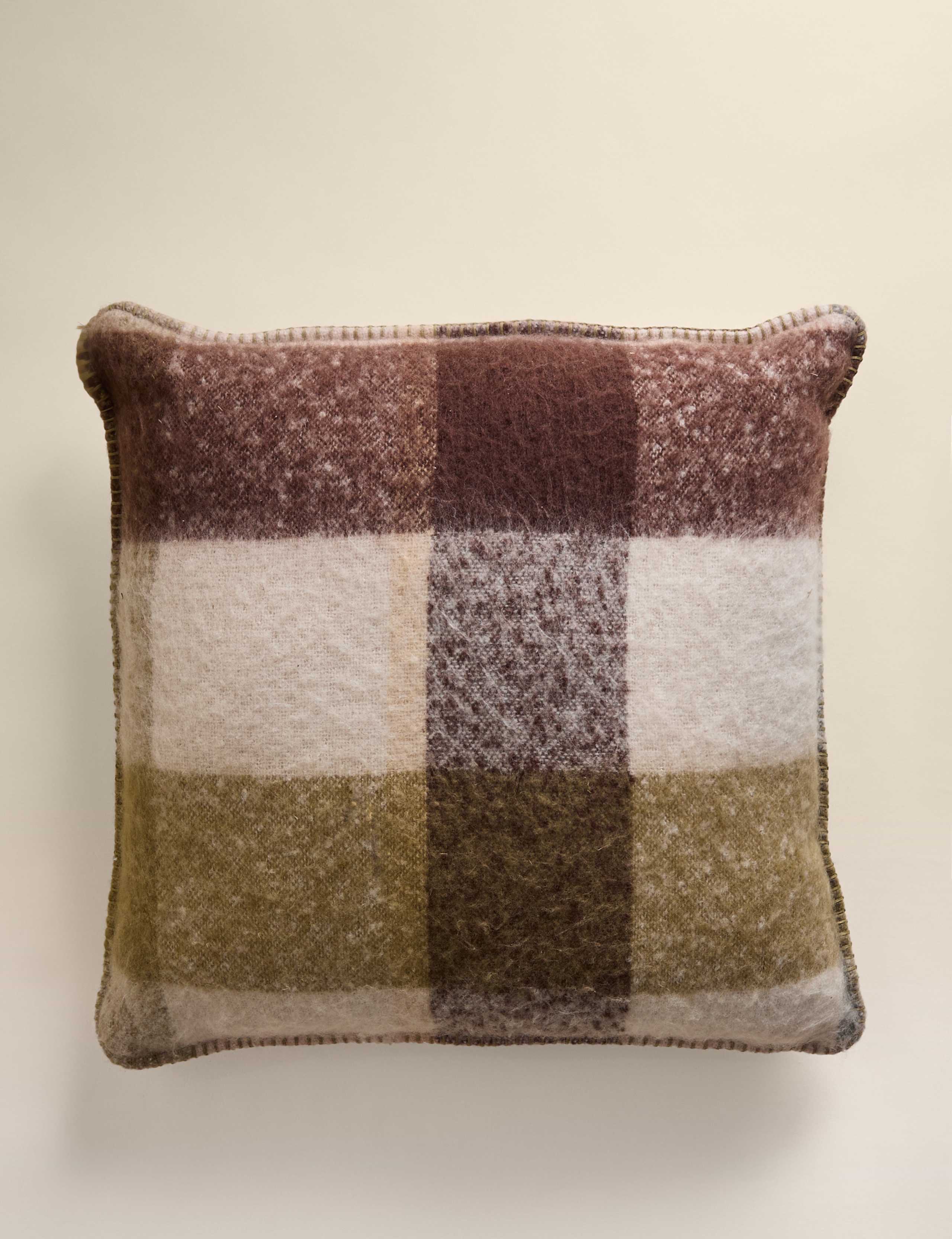 Faux Mohair Brushed Checked Cushion 1 of 6