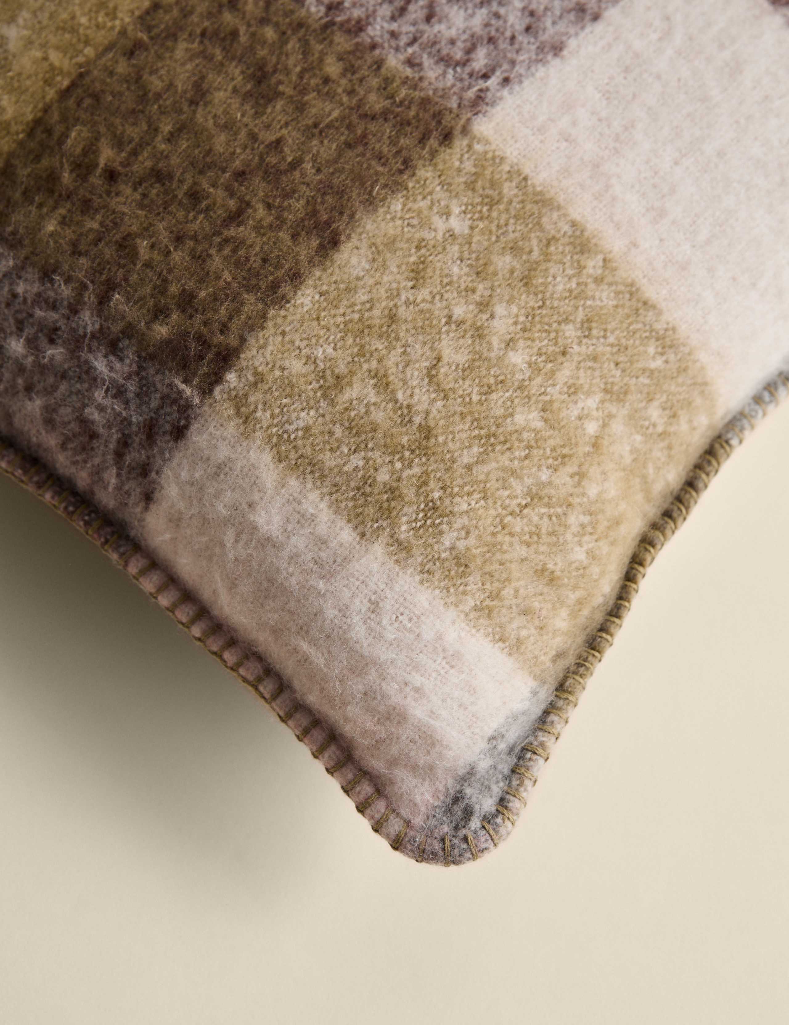 Faux Mohair Brushed Checked Cushion 4 of 6