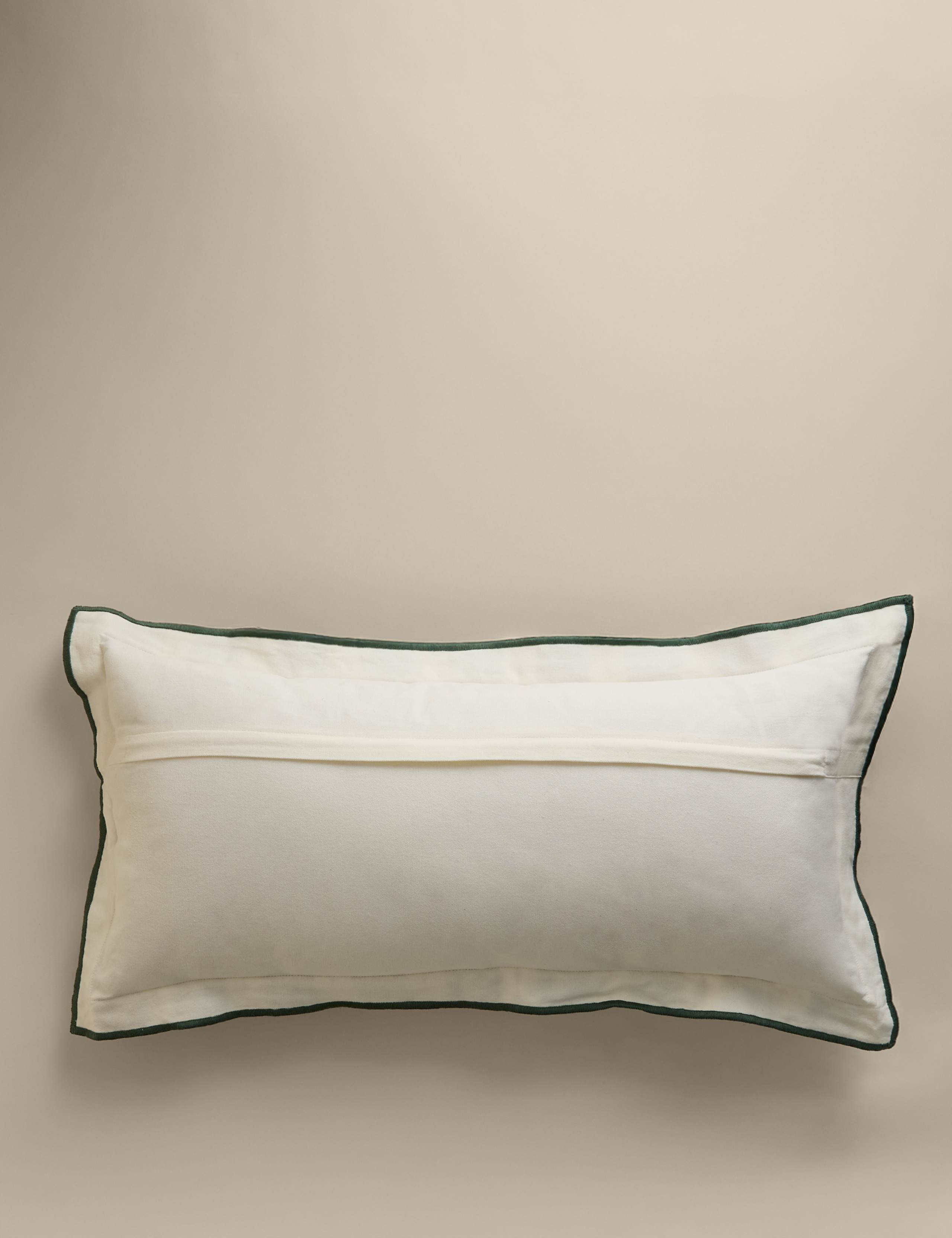 Pure Cotton Embroidered Grid Bolster Cushion 3 of 4