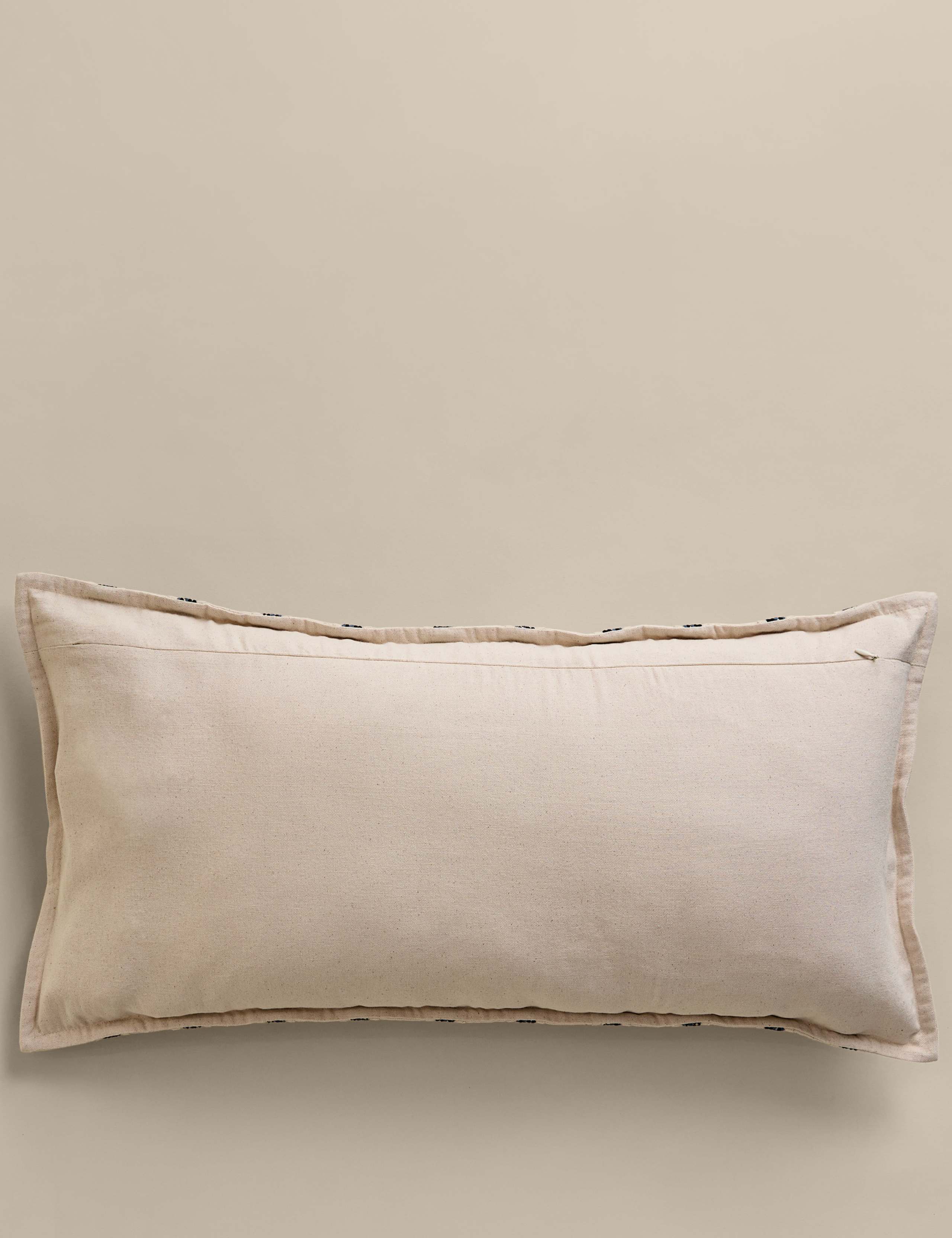 Pure Cotton Embroidered Grid Bolster Cushion 3 of 4