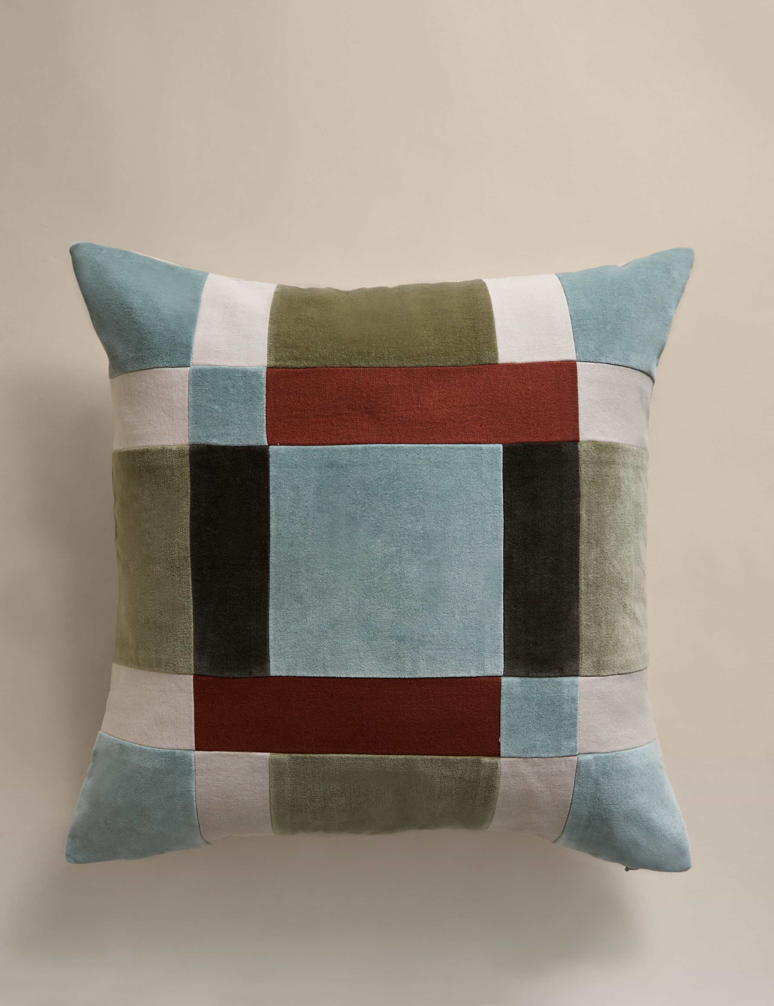 Velvet Patchwork Cushion 1 of 4