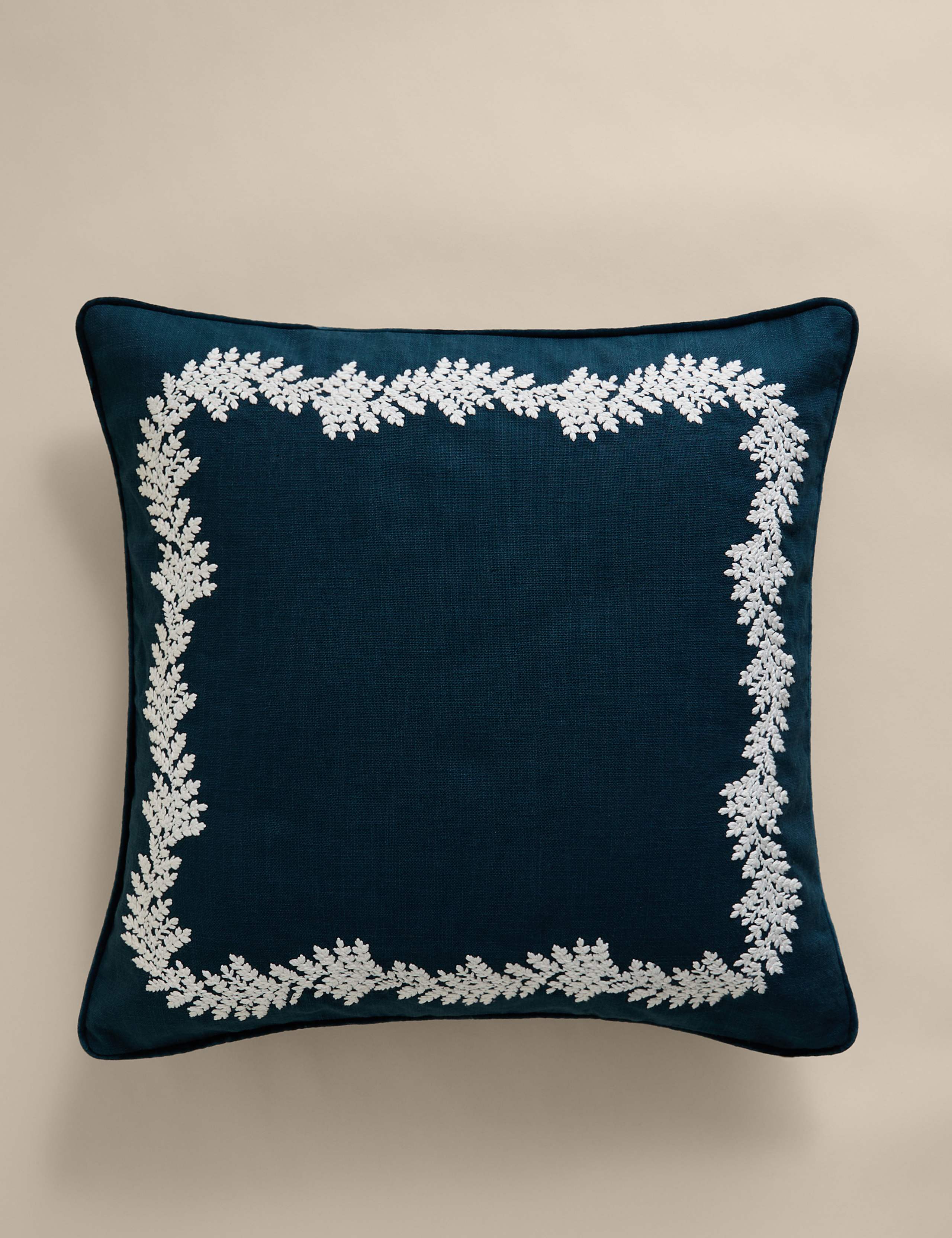 Pure Cotton Embroidered Border Cushion 1 of 4