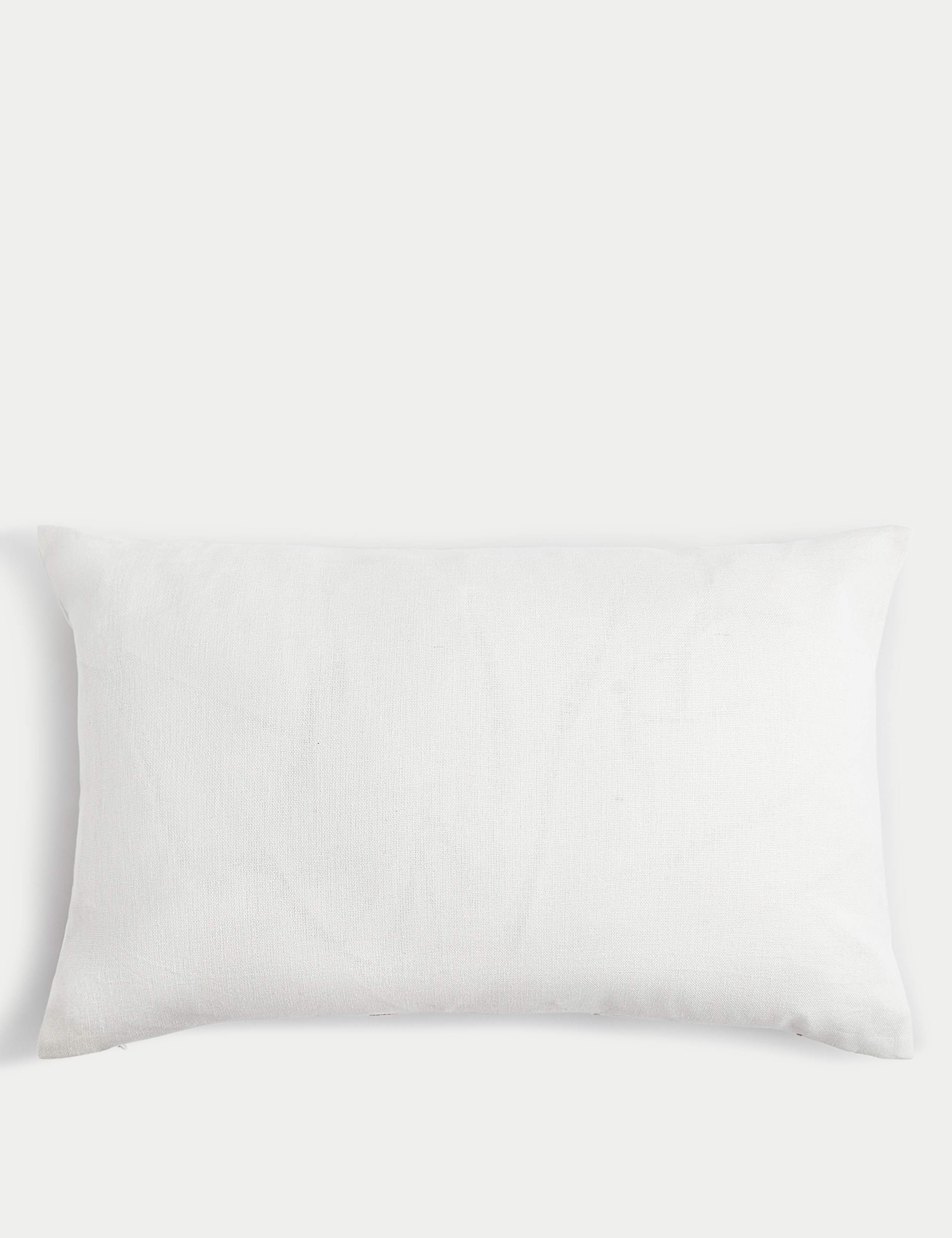 Linen Blend Floral Embroidered Bolster Cushion 3 of 6