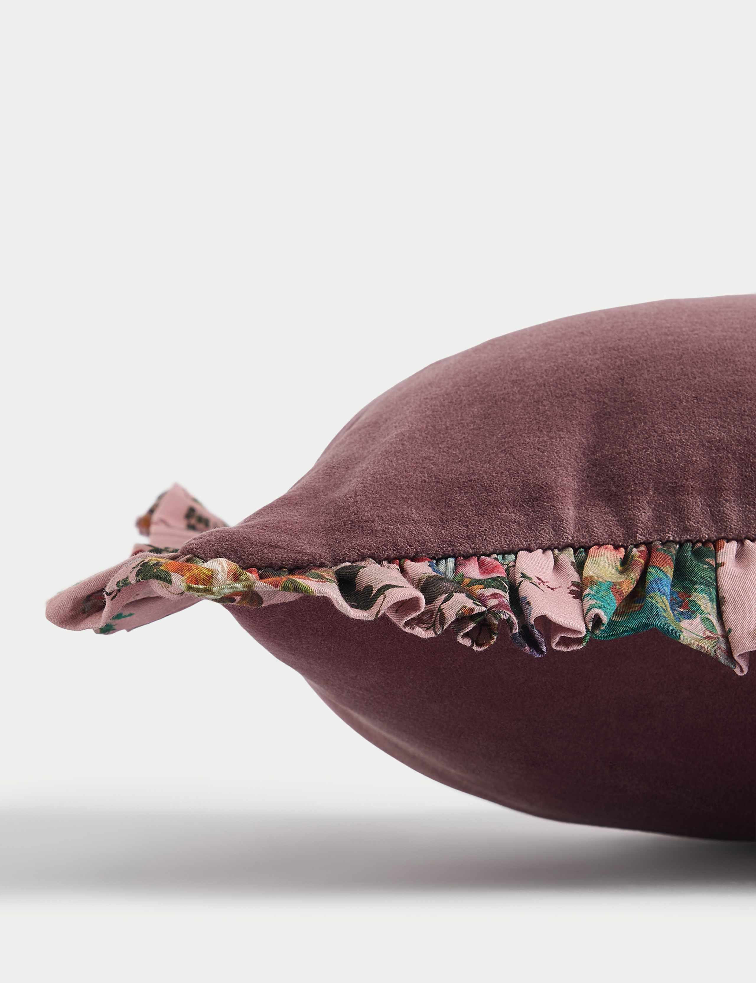 Velvet Ruffle Trim Bolster Cushion 2 of 3